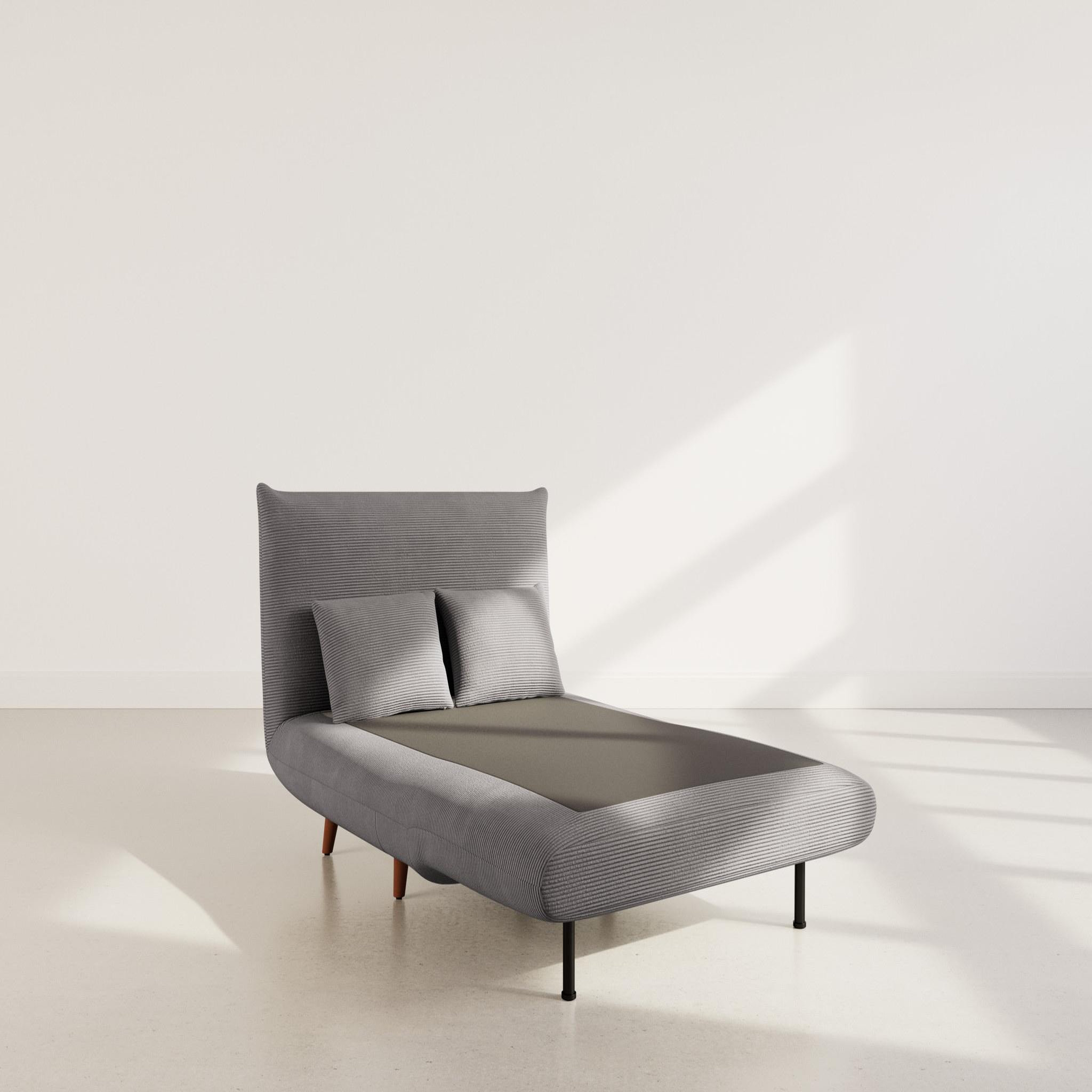Voir la diapositive 2 : BEST MOBILIER Lumi - banquette convertible clic-clac 1 place en velours côtelé