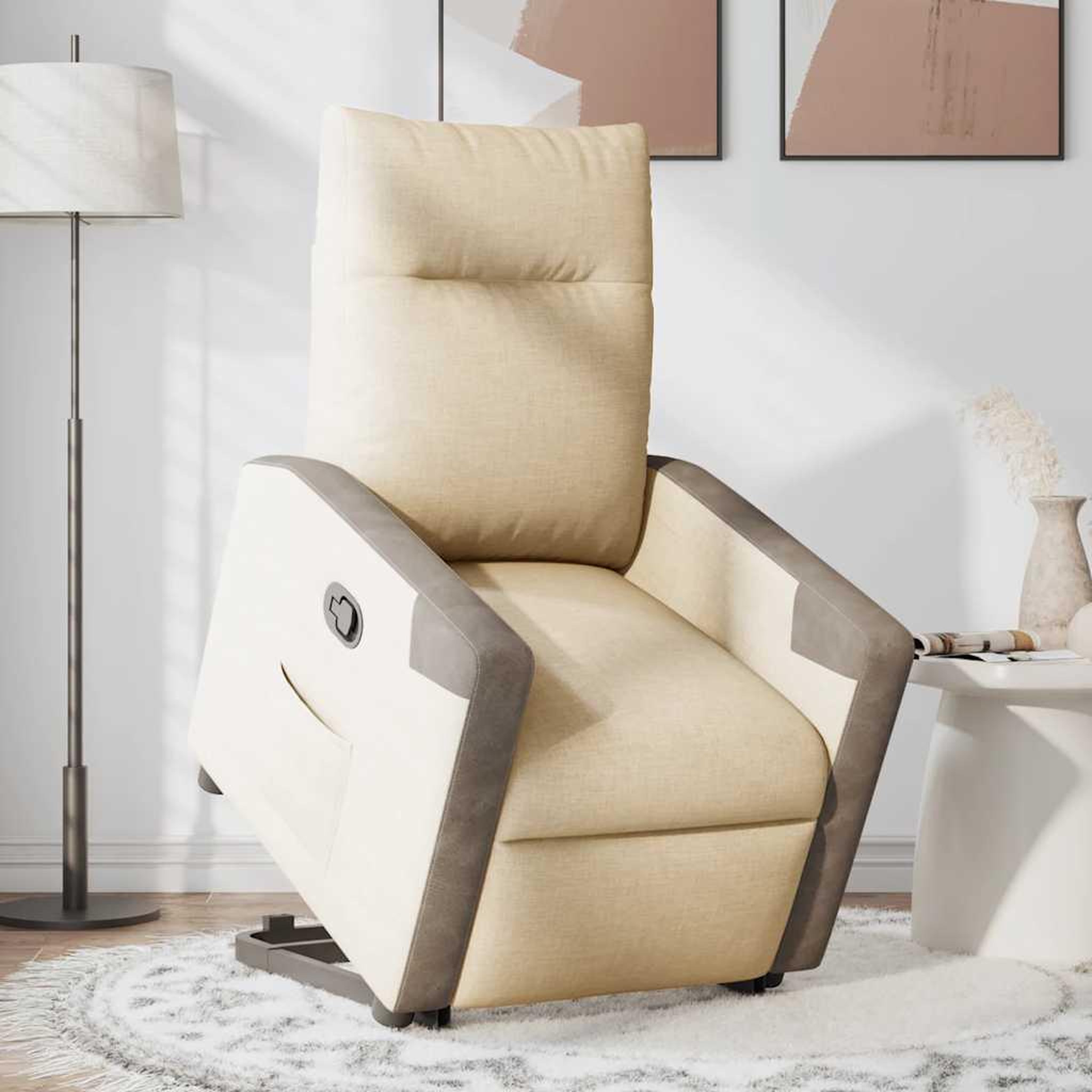 Voir la diapositive 3 : VIDAXL Fauteuil inclinable Creme Tissu
