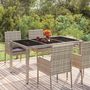 Voir la diapositive 1 : VIDAXL Table de jardin dessus en verre Gris 150x90x75cm Resine tressee