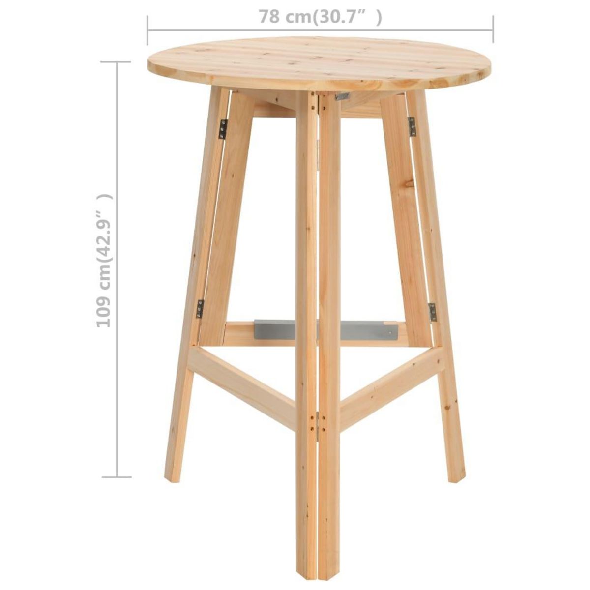 VIDAXL Table de bar pliable 78 cm Bois de sapin