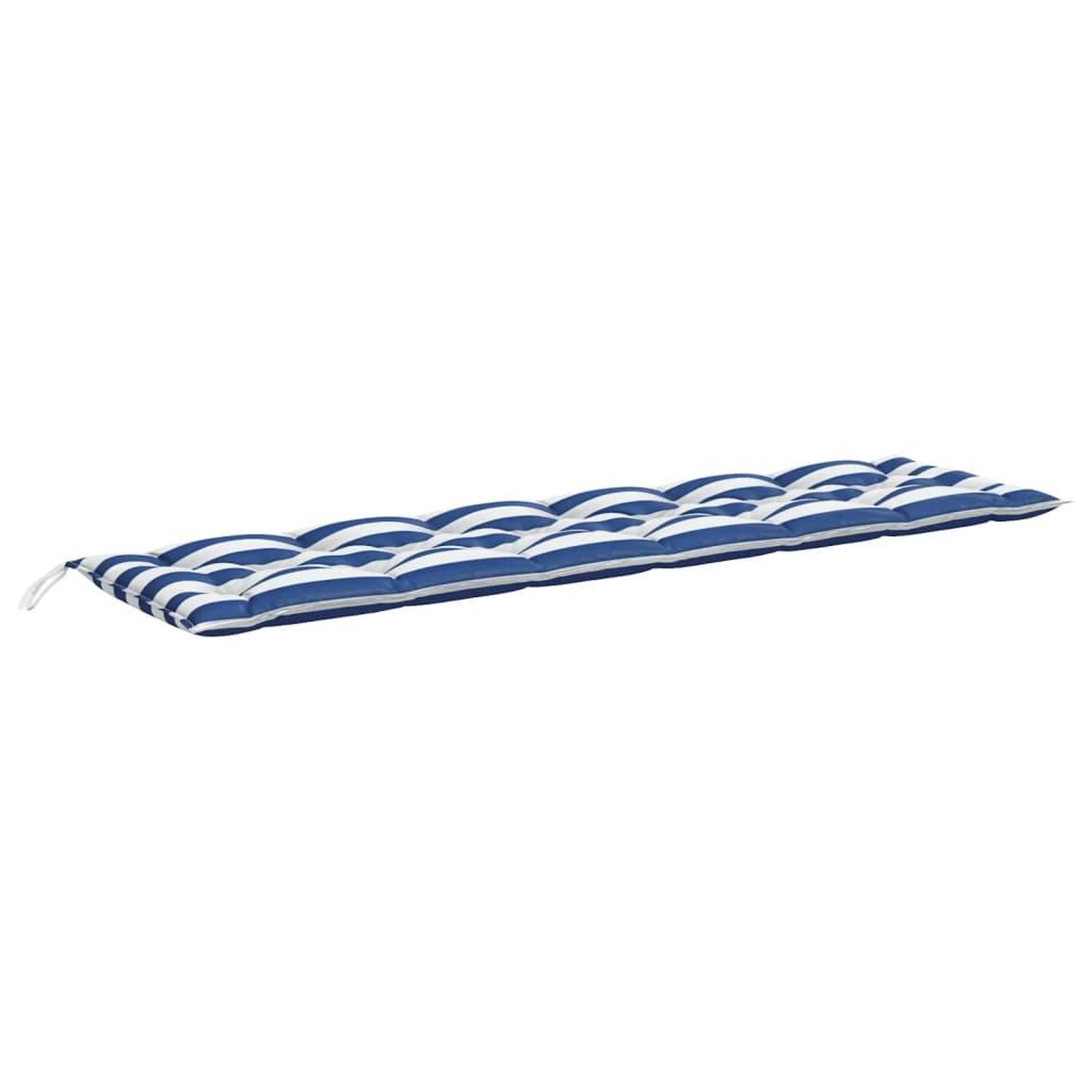 Voir la diapositive 2 : VIDAXL Coussin de banc de jardin rayures bleues et blanches 200x50x7cm