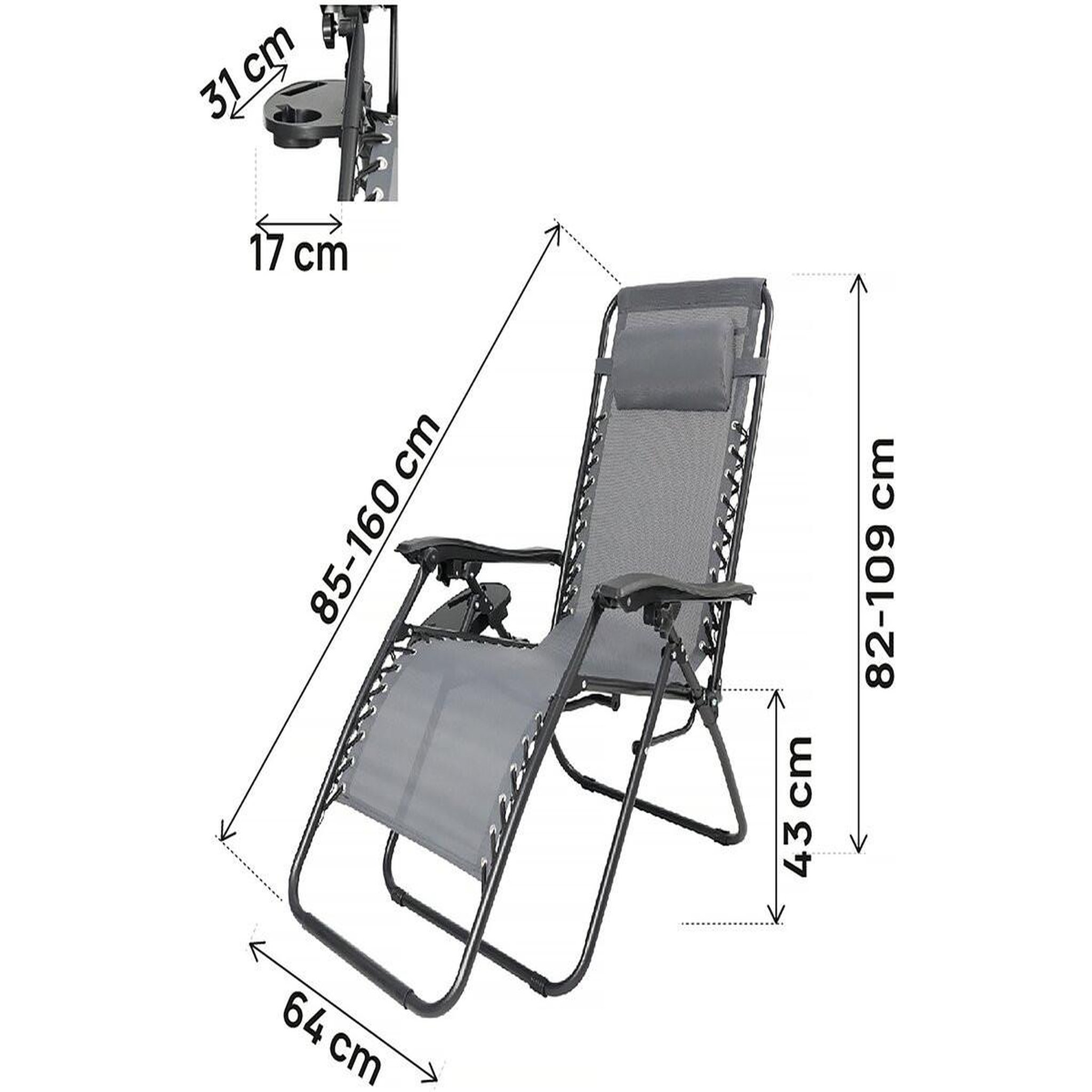 Voir la diapositive 3 : Habitat et Jardin Lot de 2 fauteuils de jardin inclinable zéro gravité  sintra  - gris