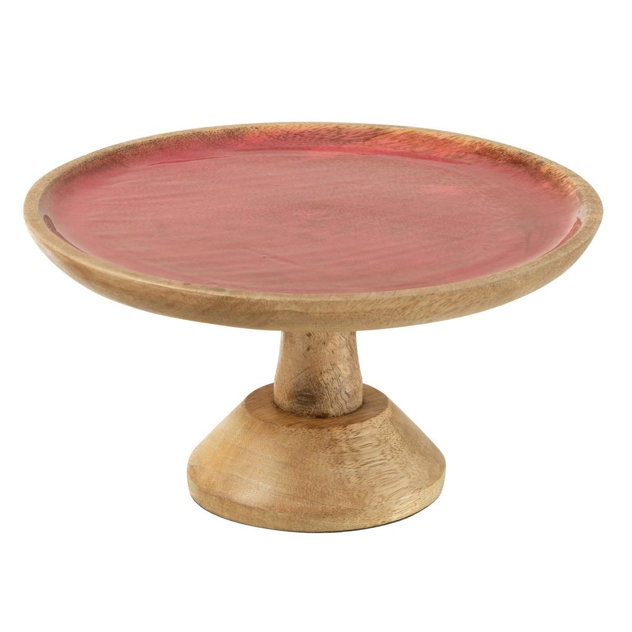 J-LINE Présentoir à Gâteaux en Bois  Freddy  25cm Rose