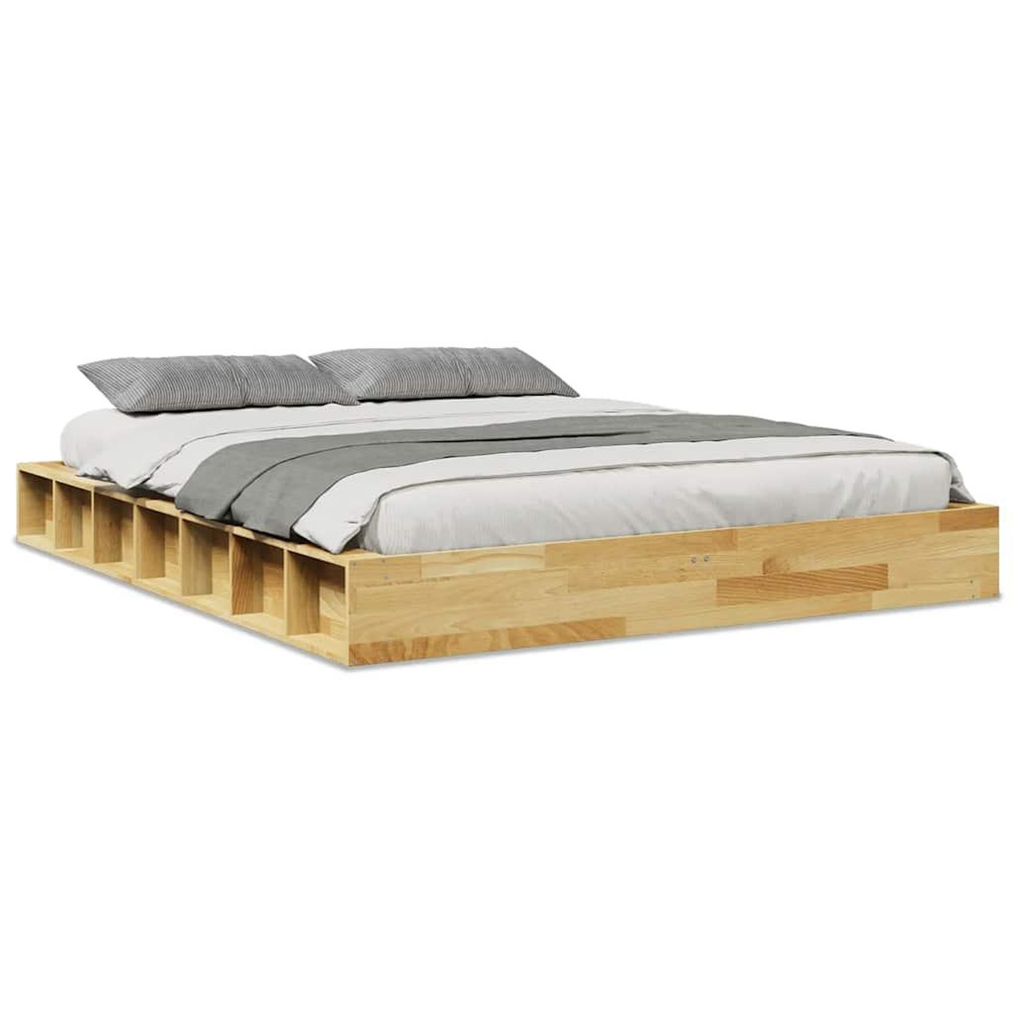 Voir la diapositive 2 : VIDAXL Cadre de lit sans matelas 135x190 cm bois massif de chene