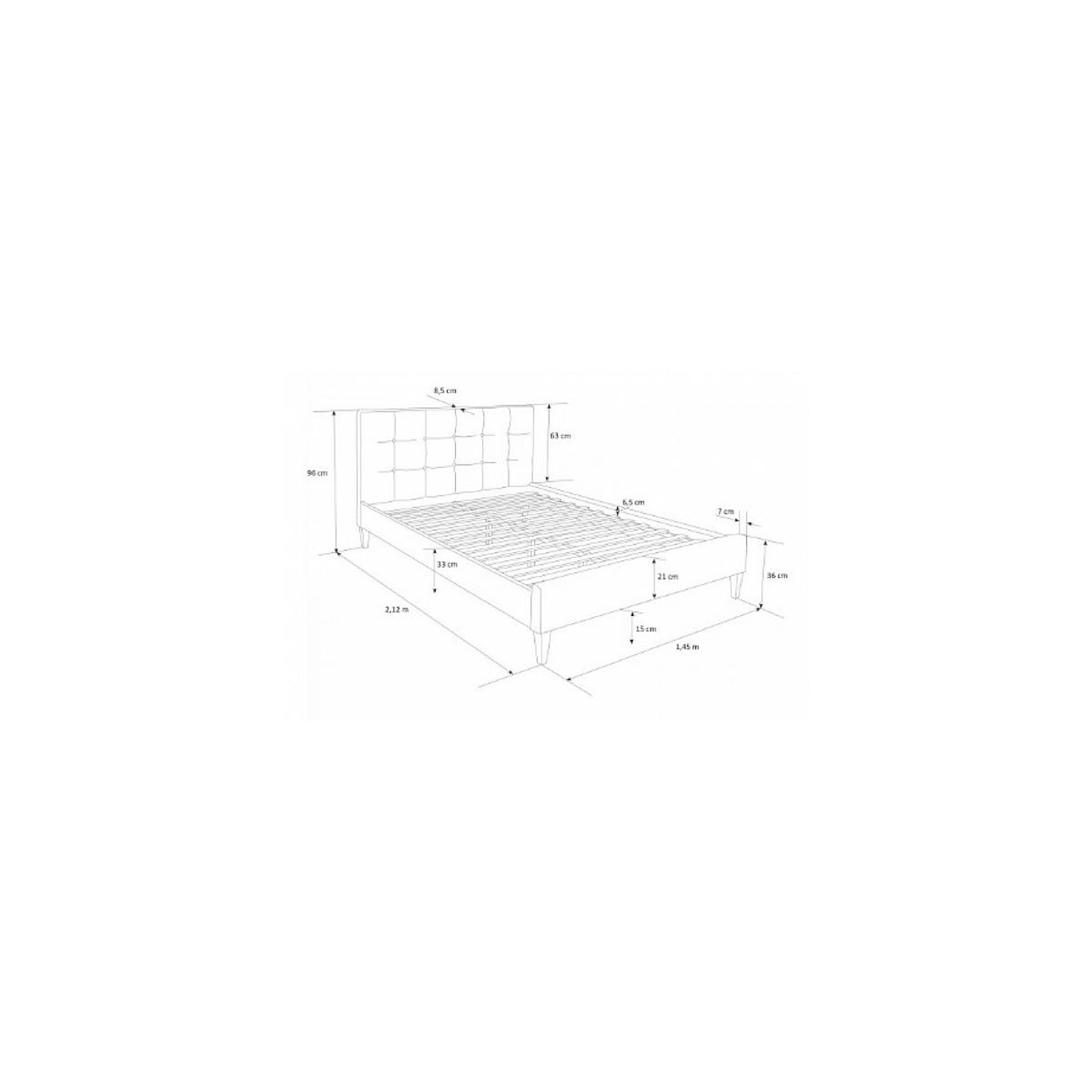 Voir la diapositive 3 : HomeStyle4U Lit double rembourré en tissu gris 140 x 200 cm avec tête de lit élégante