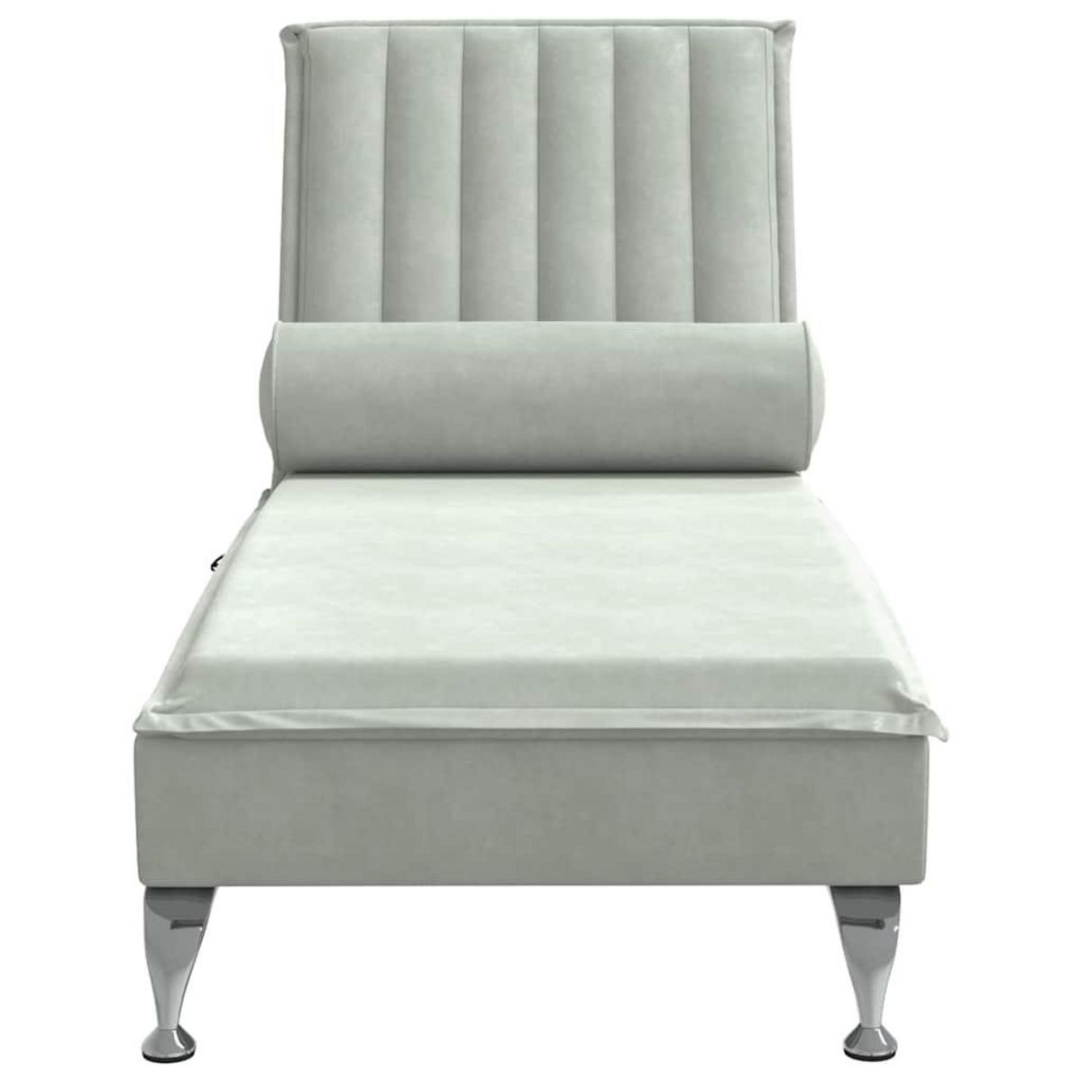 VIDAXL Chaise longue de massage avec traversin gris clair velours