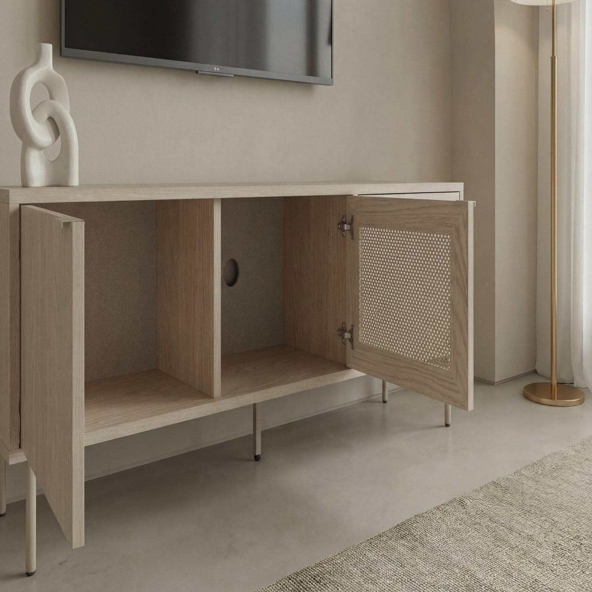 Voir la diapositive 4 : CASANOVA PARIS Vira - meuble tv 140cm en mélamine beige