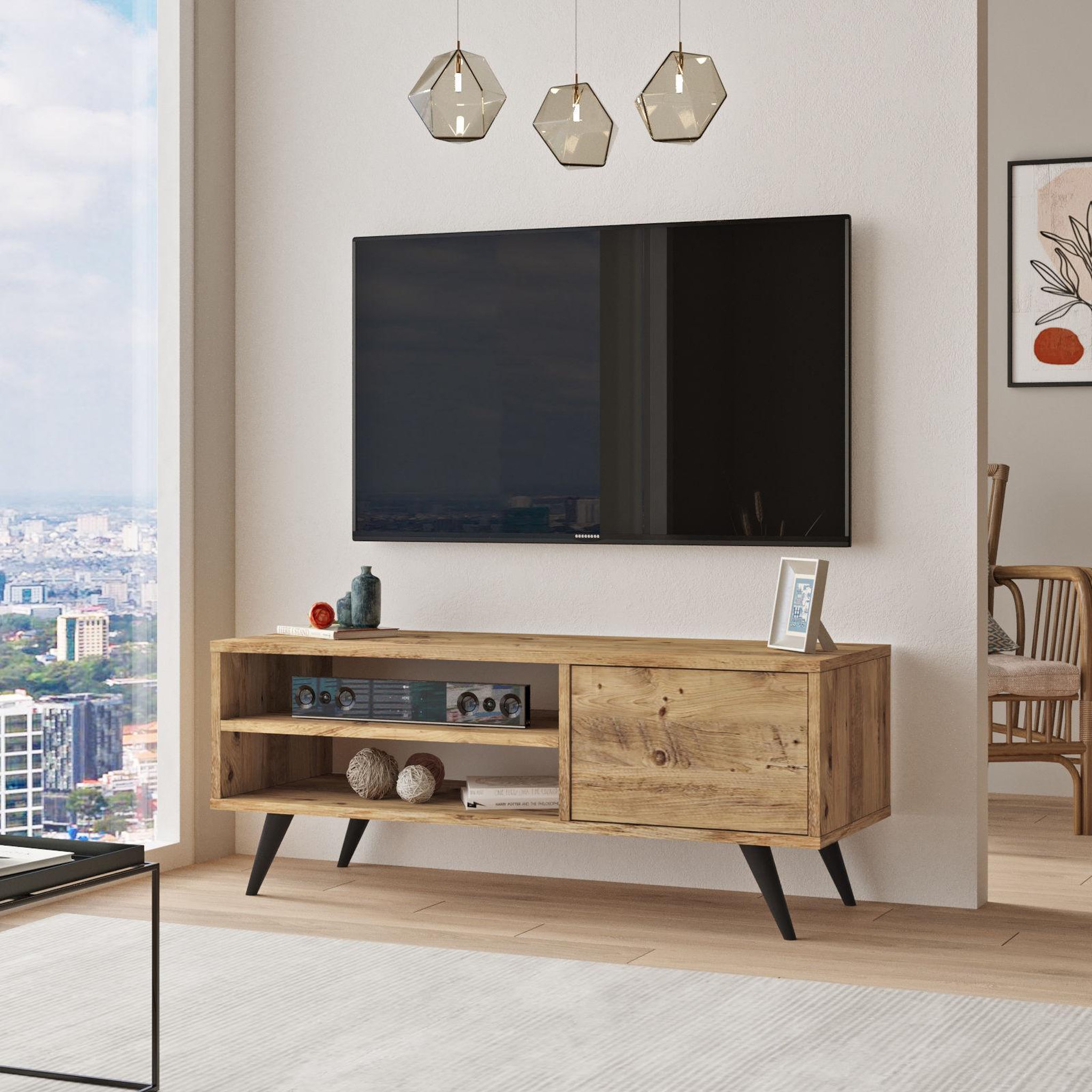 Voir la diapositive 3 : Habitat et Jardin Meuble tv en bois  imo  - 110 x 40 x 44 cm - marron
