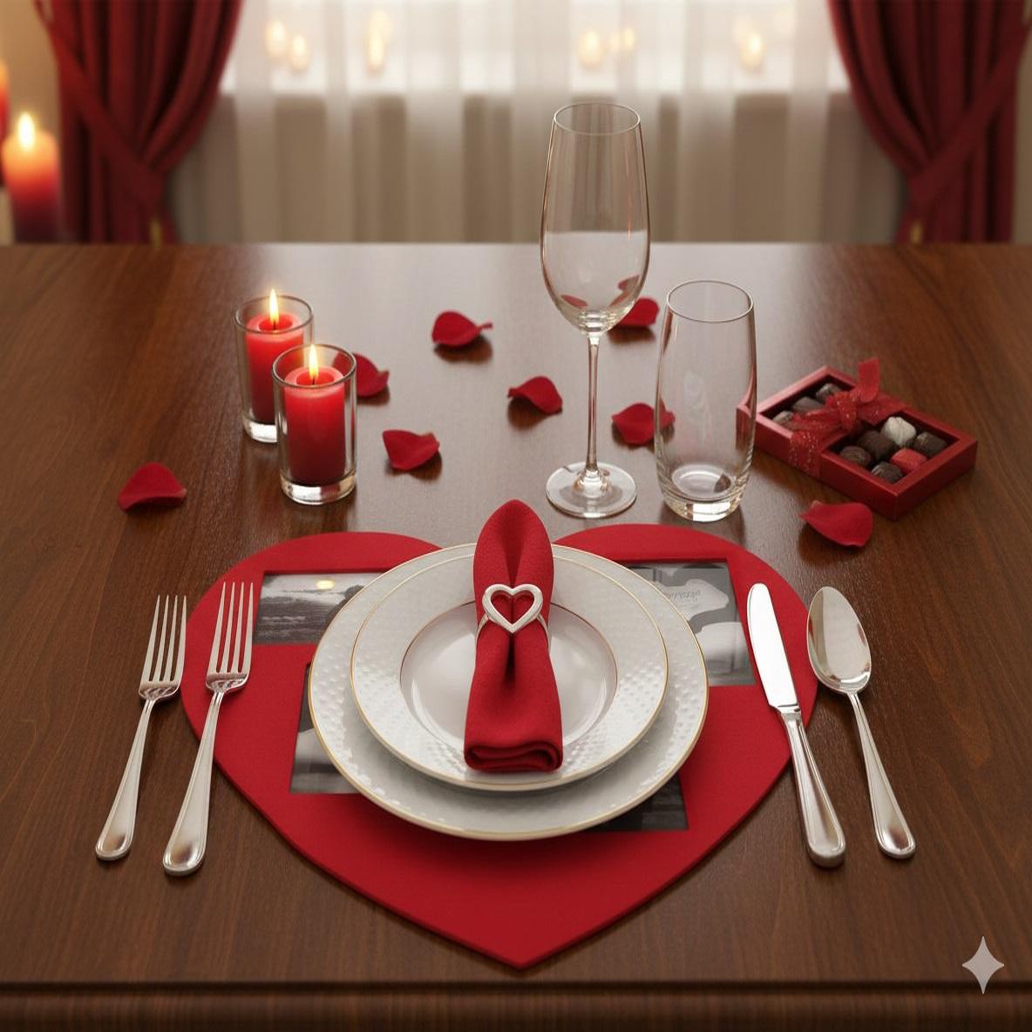 Voir la diapositive 2 : Eden Set de table photos coeur design et moderne