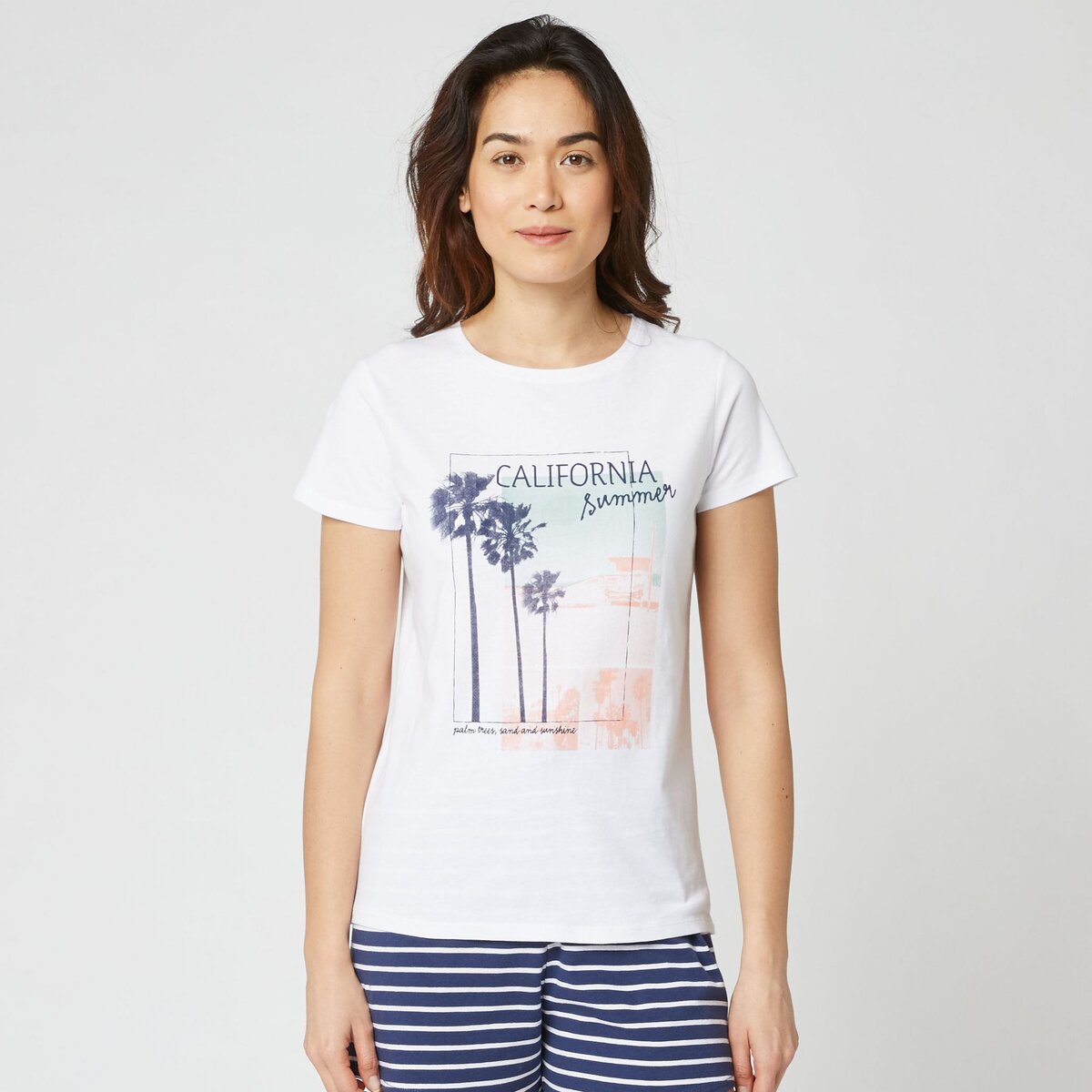 IN EXTENSO T-shirt manches courtes blanc imprimé california summer femme