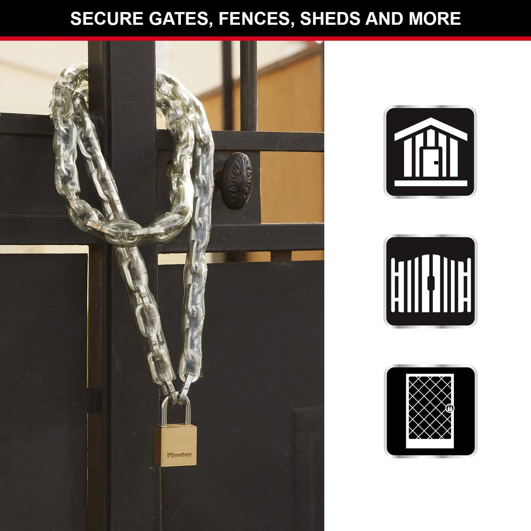 Master lock Cadenas en laiton massif à clé idéal pour sécuriser portails, abris de jardin, 70 x 38 x 20 mm