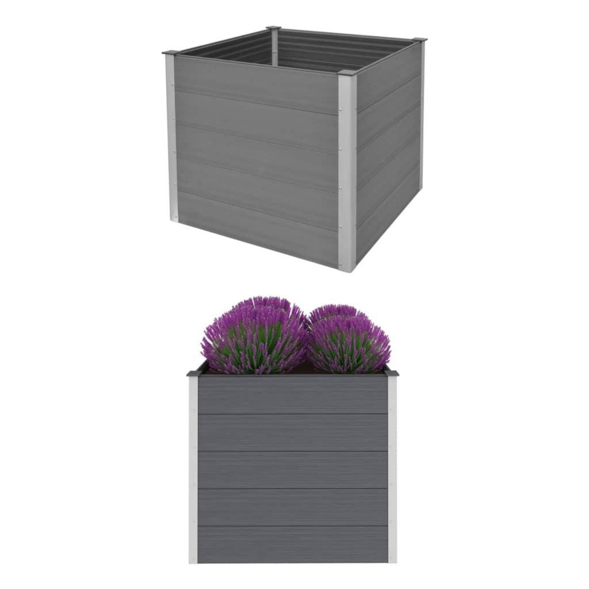 VIDAXL Lit sureleve de jardin WPC 100x100x91 cm Gris