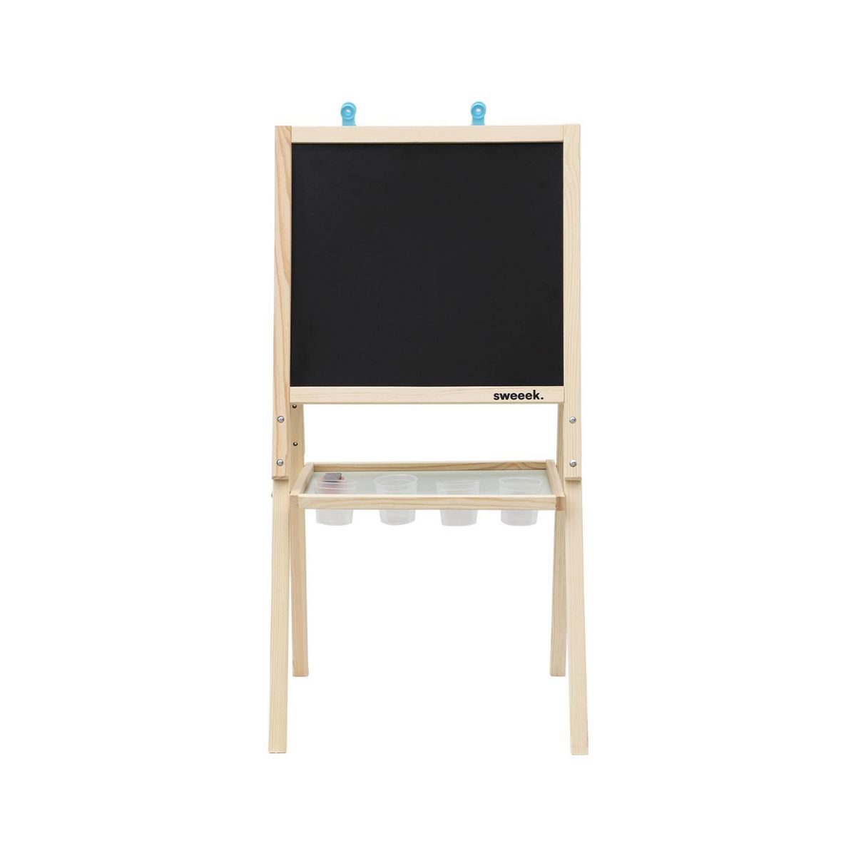 SWEEEK Tableau double face en bois pour enfant. craie et tableau blanc avec accessoires fournis