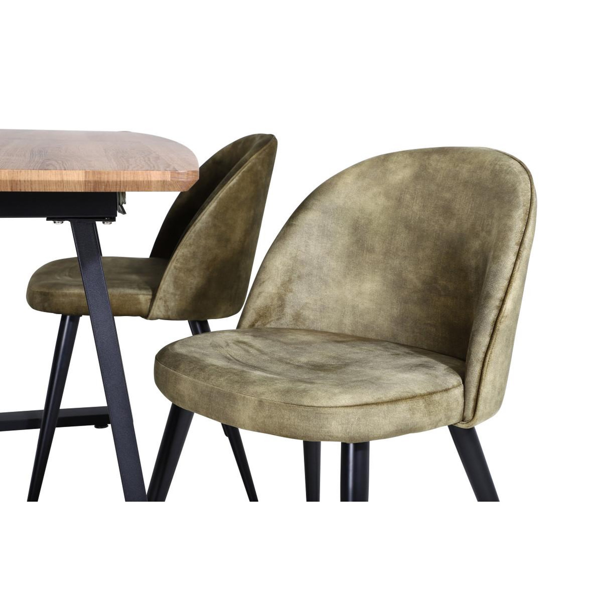 Voir la diapositive 4 : Paris Prix Ensemble table à manger extensible & 4 chaises  inca & velvet  160-200cm noyer & vert