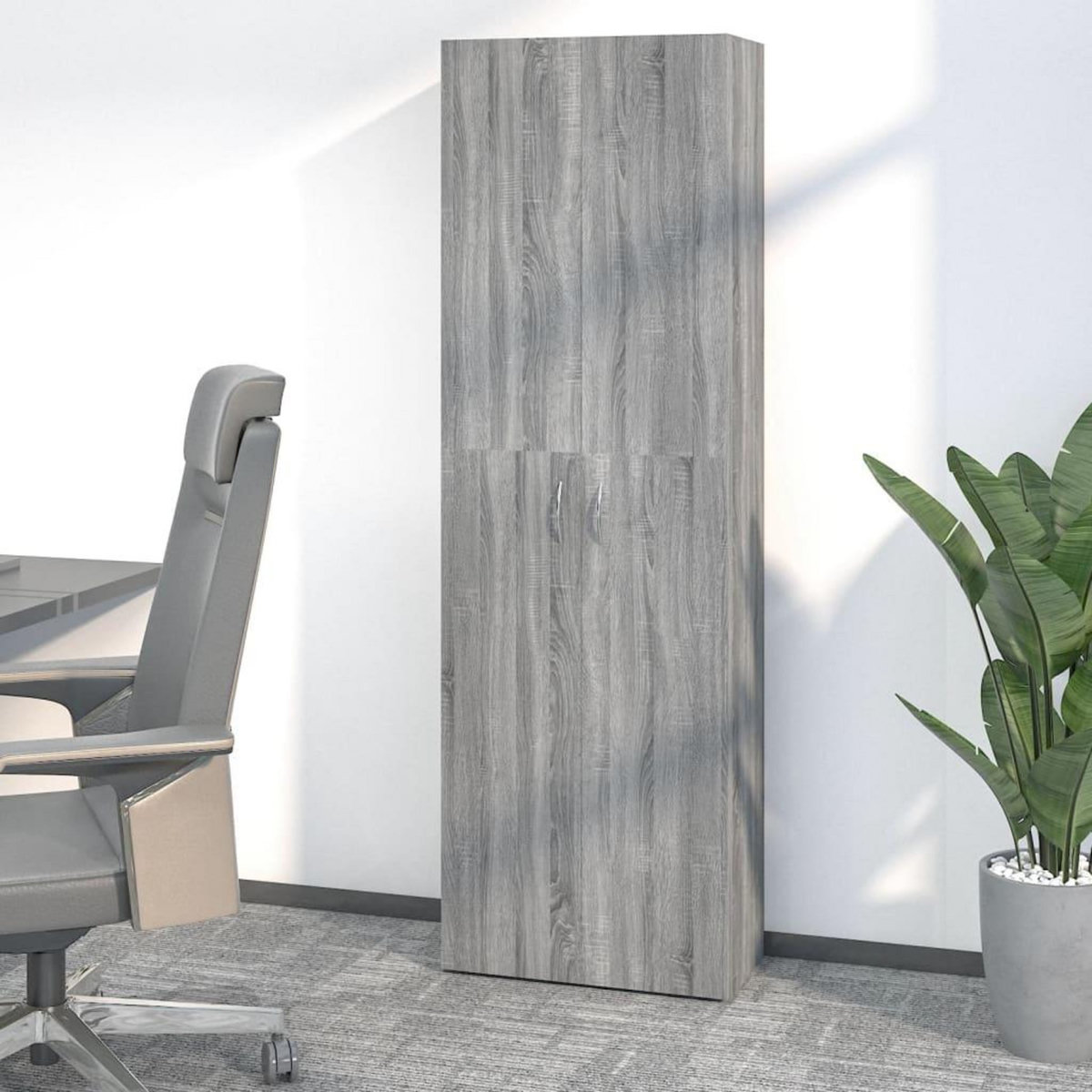 VIDAXL Armoire de bureau Sonoma gris 60x32x190 cm Bois d'ingenierie