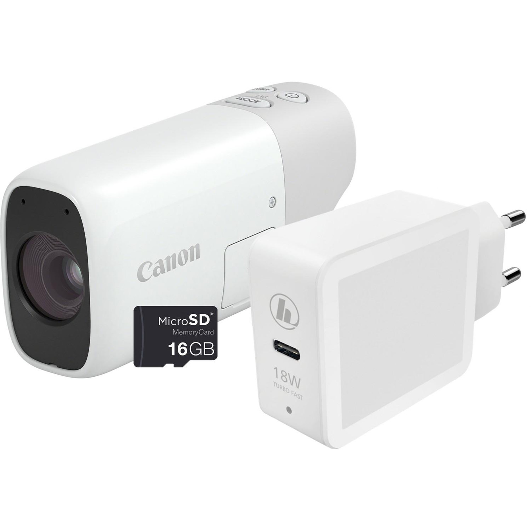 Canon Canon PowerShot ZOOM, appareil photo compact monoculaire à téléobjectif, kit essentiel, blanc