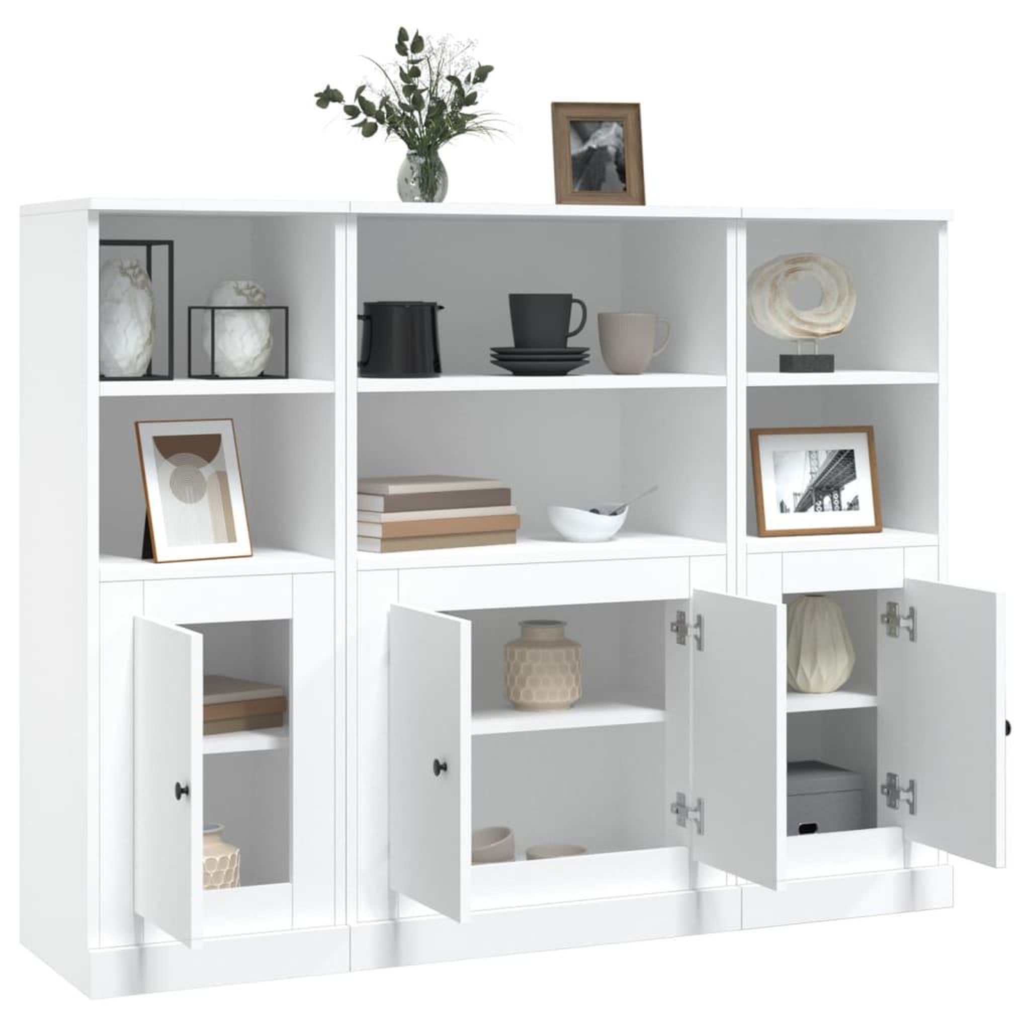 Voir la diapositive 5 : VIDAXL Buffets 3 pcs blanc bois d'ingenierie