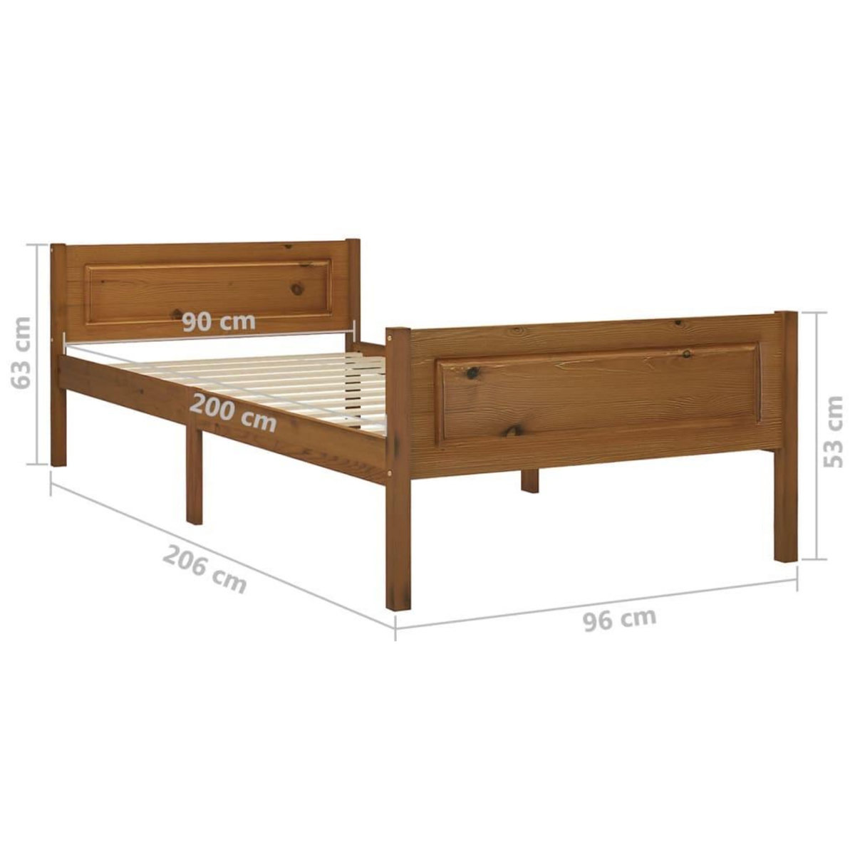 VIDAXL Cadre de lit Bois de pin massif Marron miel 90x200 cm