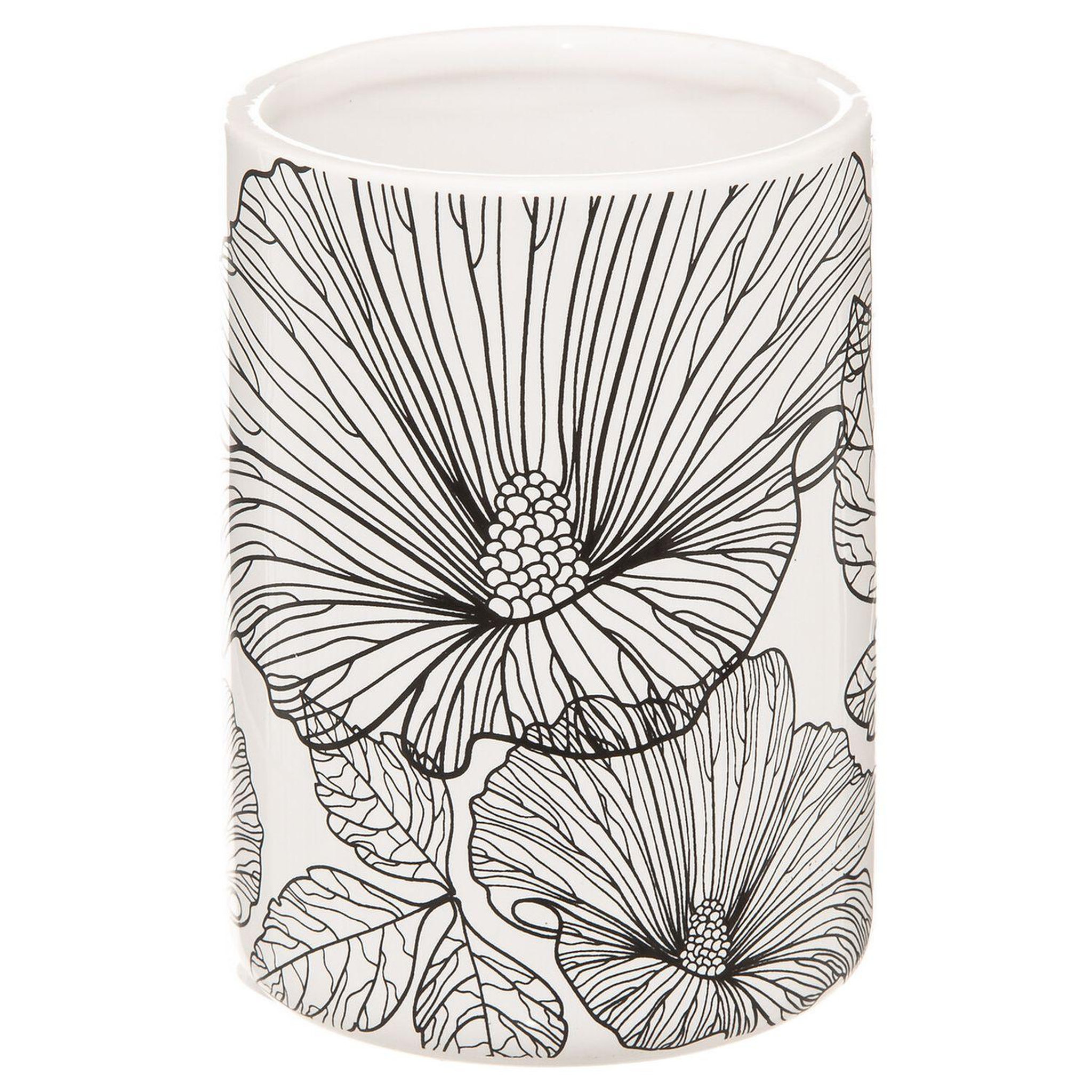 ATMOSPHERA Gobelet blackflora en grès - noir et blanc