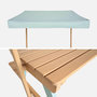 Voir la diapositive 3 : SWEEEK Table de pique-nique. salon de jardin enfant bois d'acacia avec parasol 2 places vert de gris - Jade