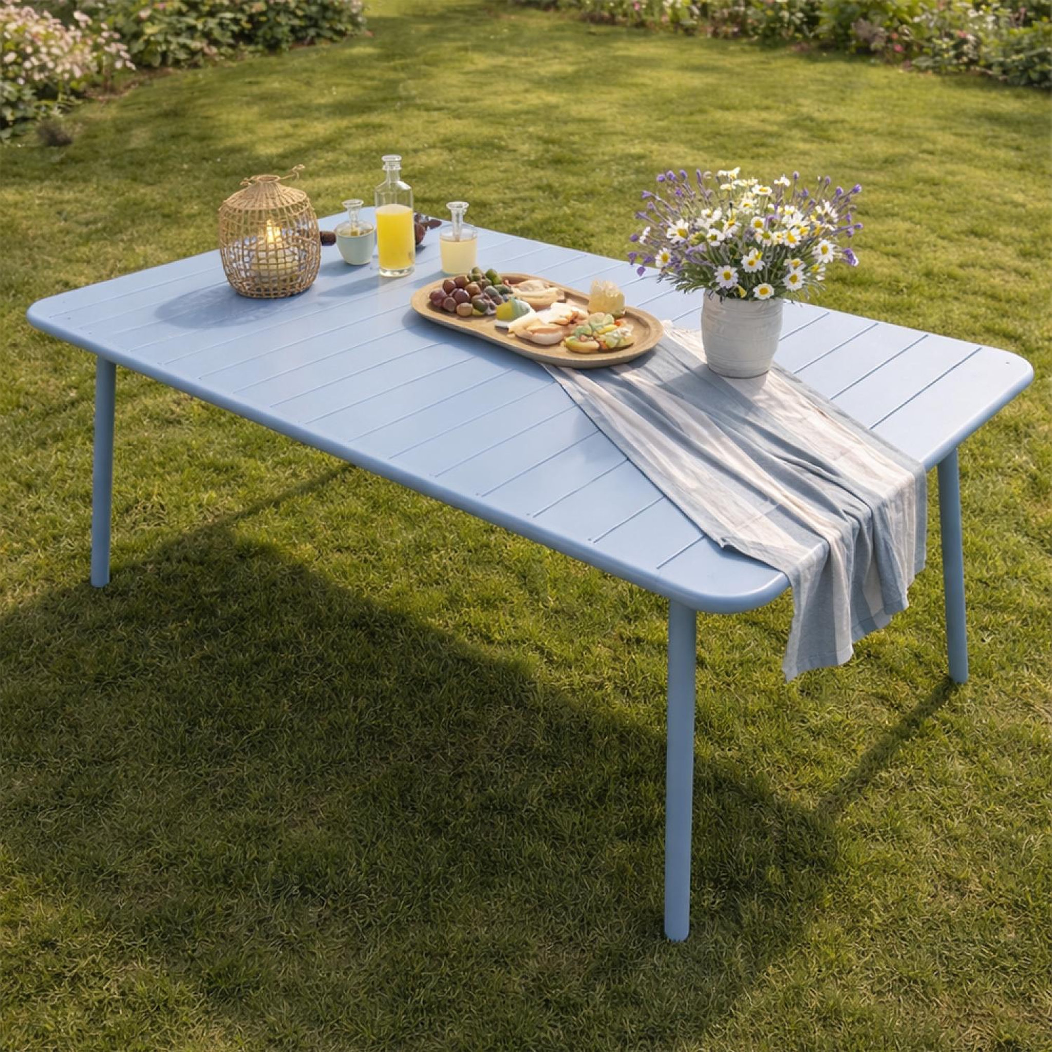 Voir la diapositive 6 : CONCEPT USINE Table de jardin 8-10 places 200cm bleu bergame