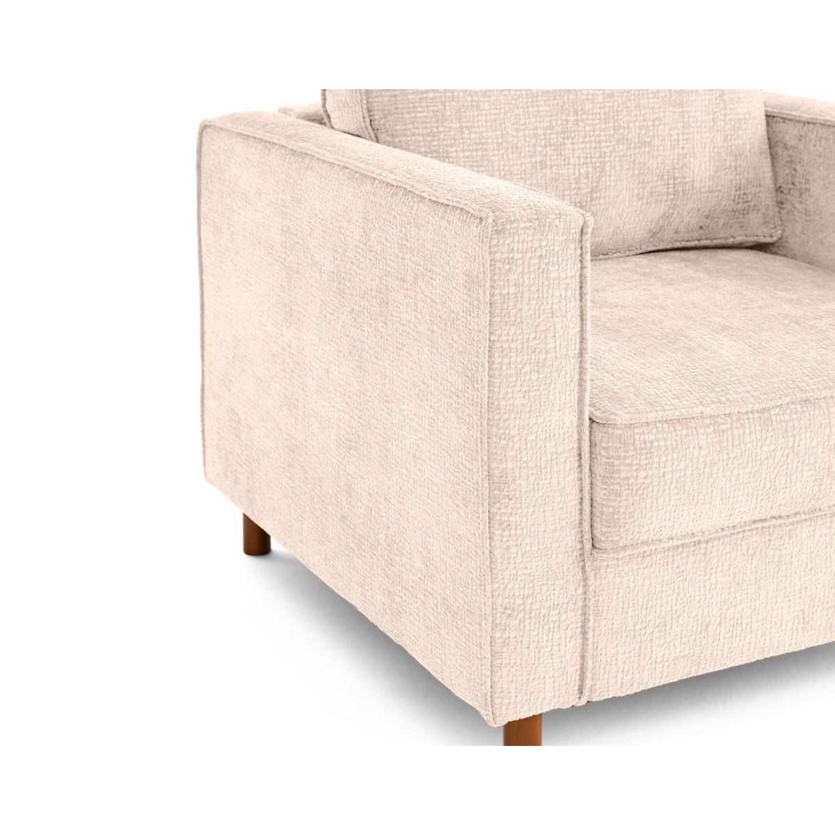 LISA DESIGN Jake - fauteuil en tissu velours relief - pieds en bois foncé