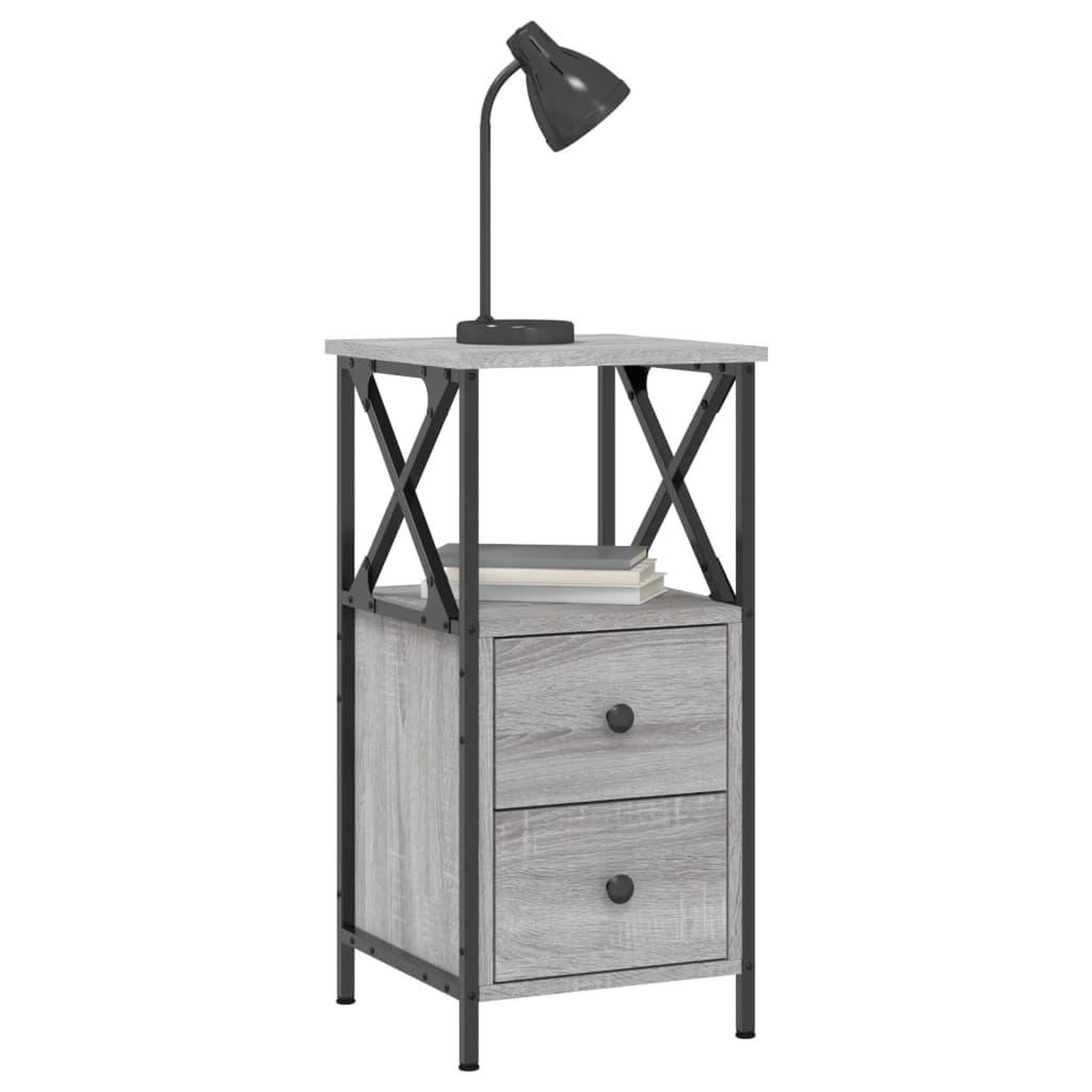Voir la diapositive 3 : VIDAXL Table de chevet sonoma gris 34x35,5x70 cm bois d'ingenierie