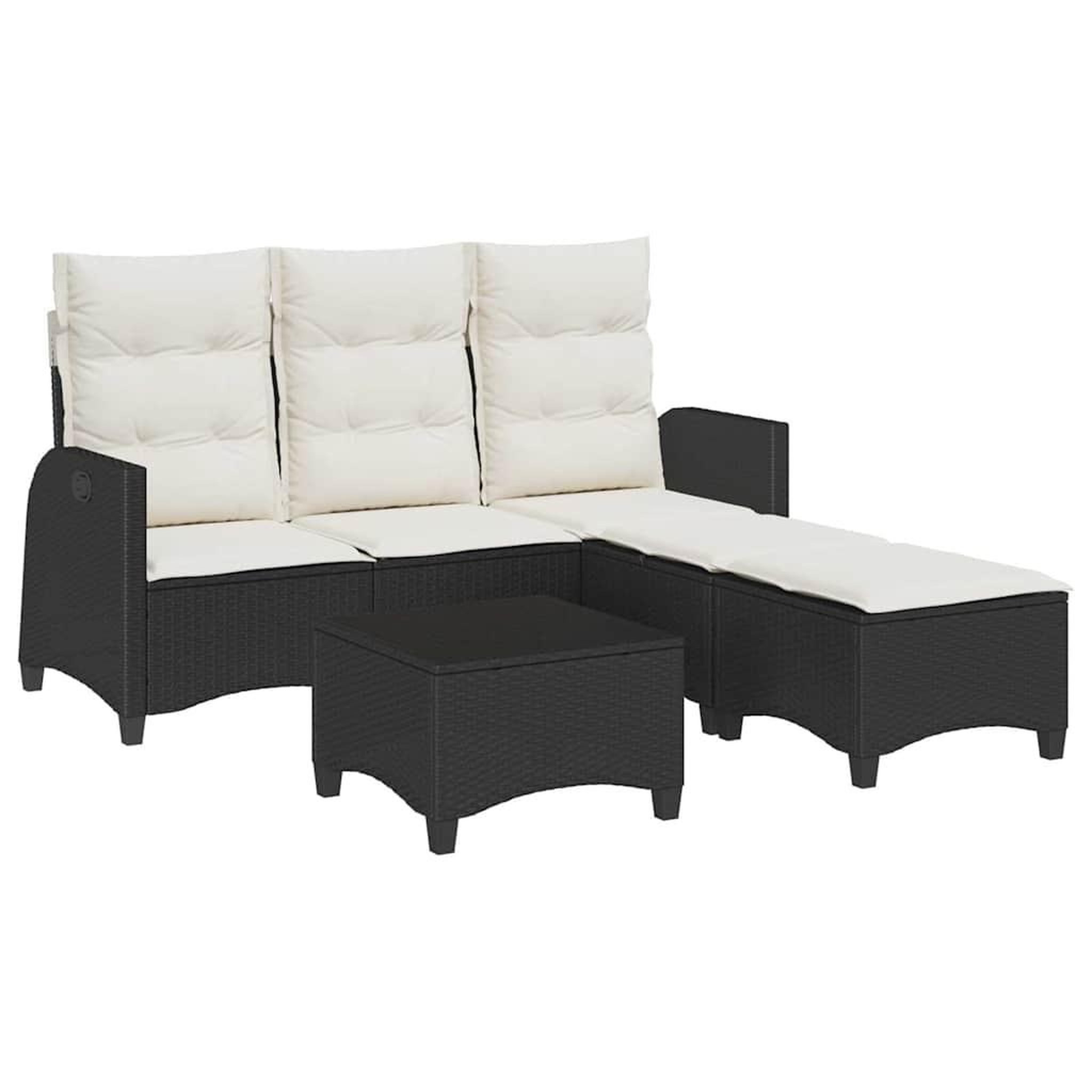 Voir la diapositive 2 : VIDAXL Salon de jardin 3 pcs avec coussins forme L noir resine tressee