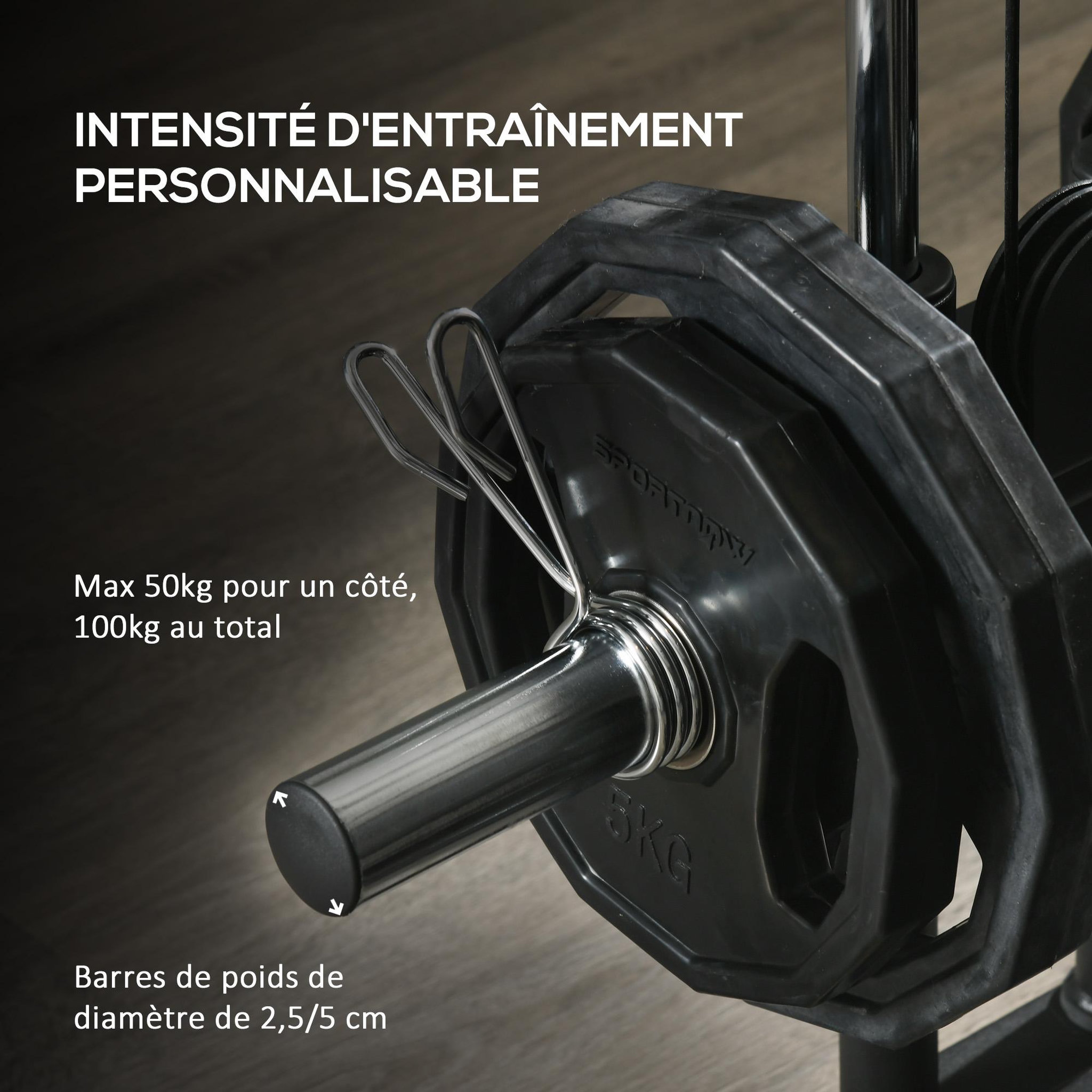 Voir la diapositive 6 : HOMCOM Station de musculation multifonction réglages multiples acier gris noir