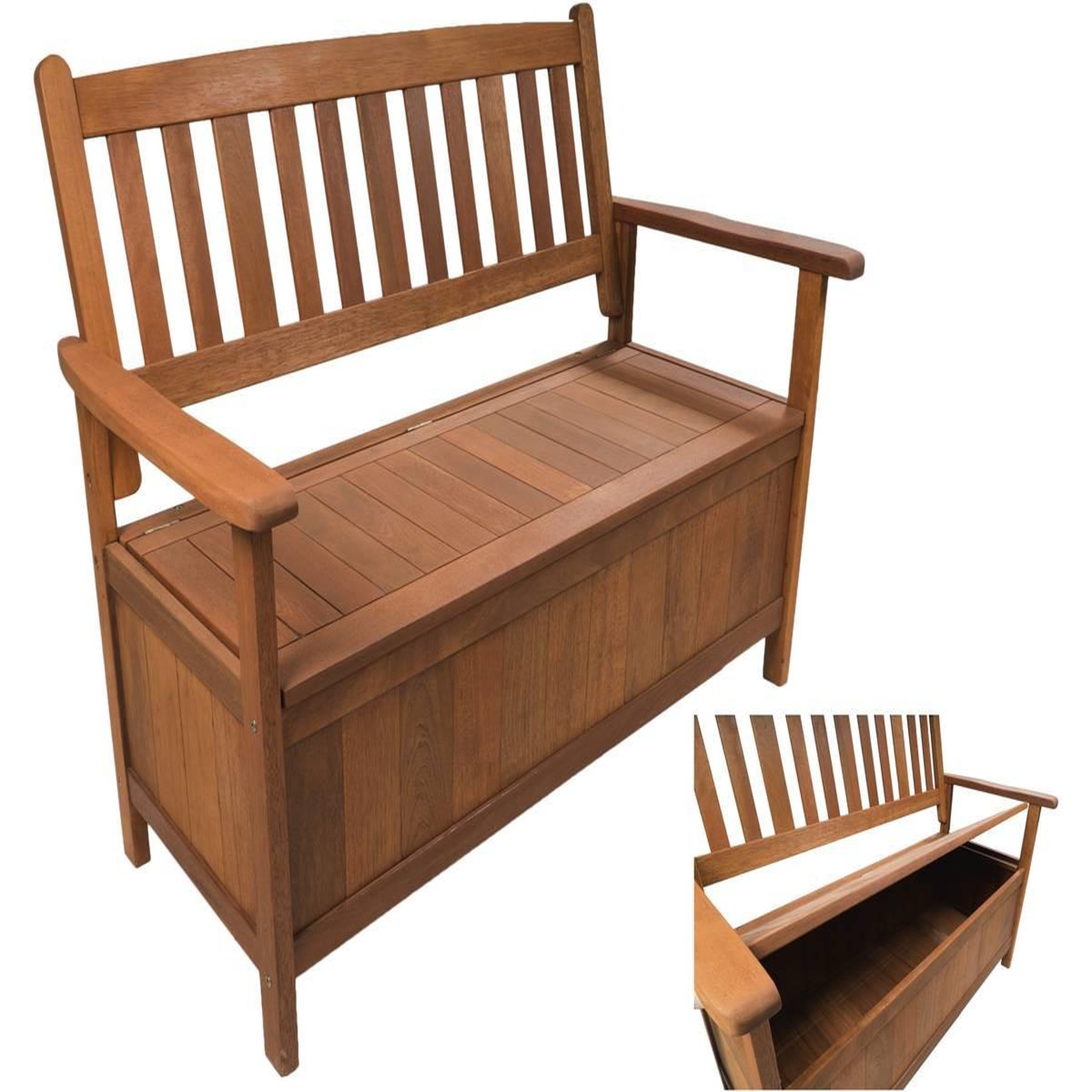 Habitat et Jardin Banc de jardin 2 places avec coffre  manille  - mapel en bois - marron