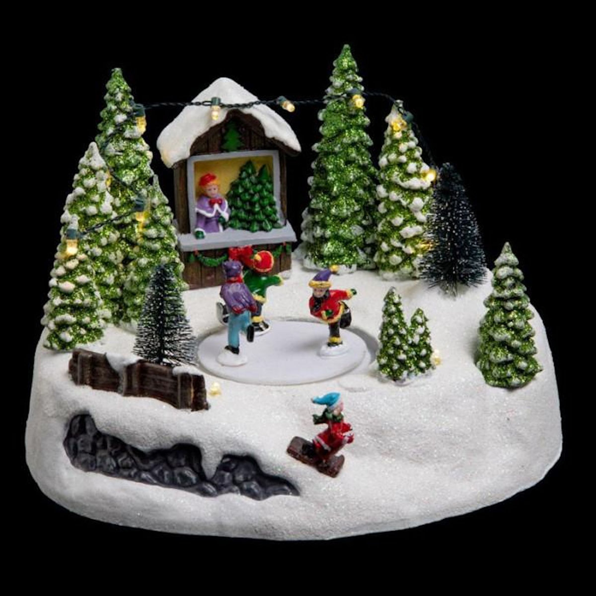 FEERIC LIGHT & CHRISTMAS Village de Noël Patinoire  Montagne  22cm Multicolore