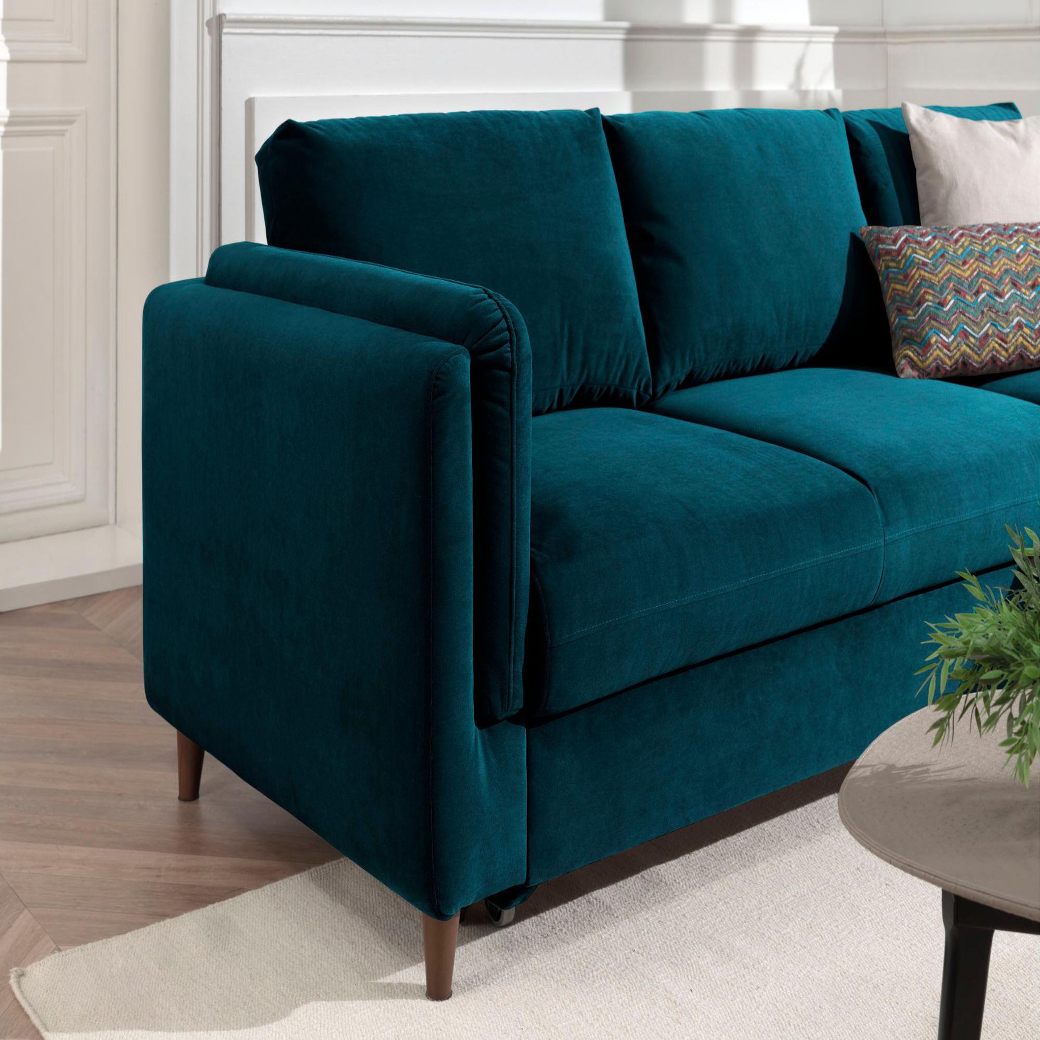 Voir la diapositive 5 : BEST MOBILIER Brooke - canapé d'angle droit - convertible avec coffre - 4 places - en velours