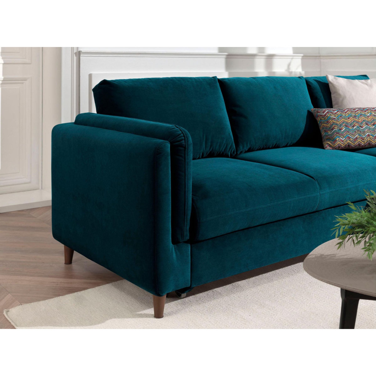 LISA DESIGN Brooke - canapé d'angle droit - convertible avec coffre - 4 places - en velours