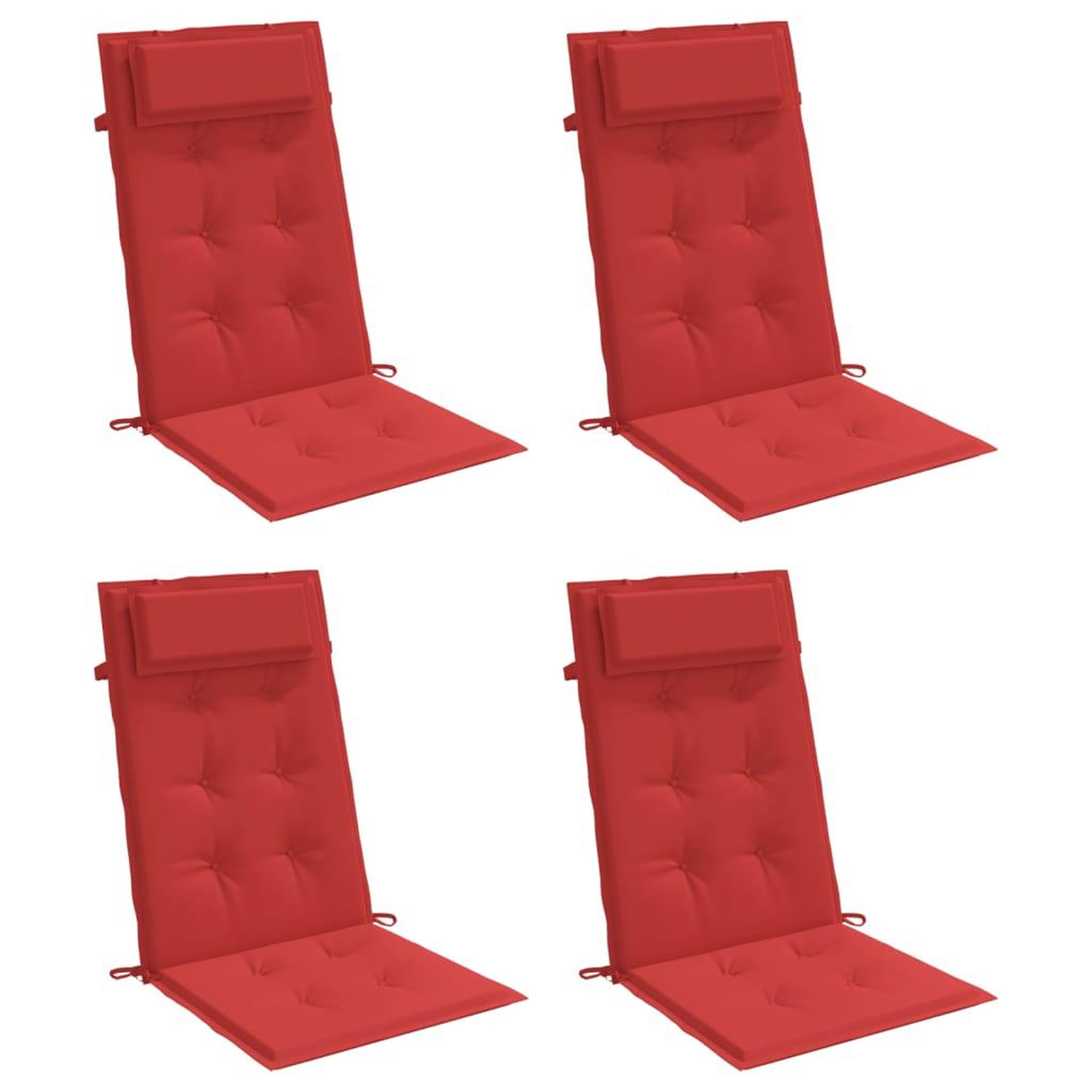 Voir la diapositive 3 : VIDAXL Coussins de chaise a dossier haut lot de 4 rouge tissu oxford