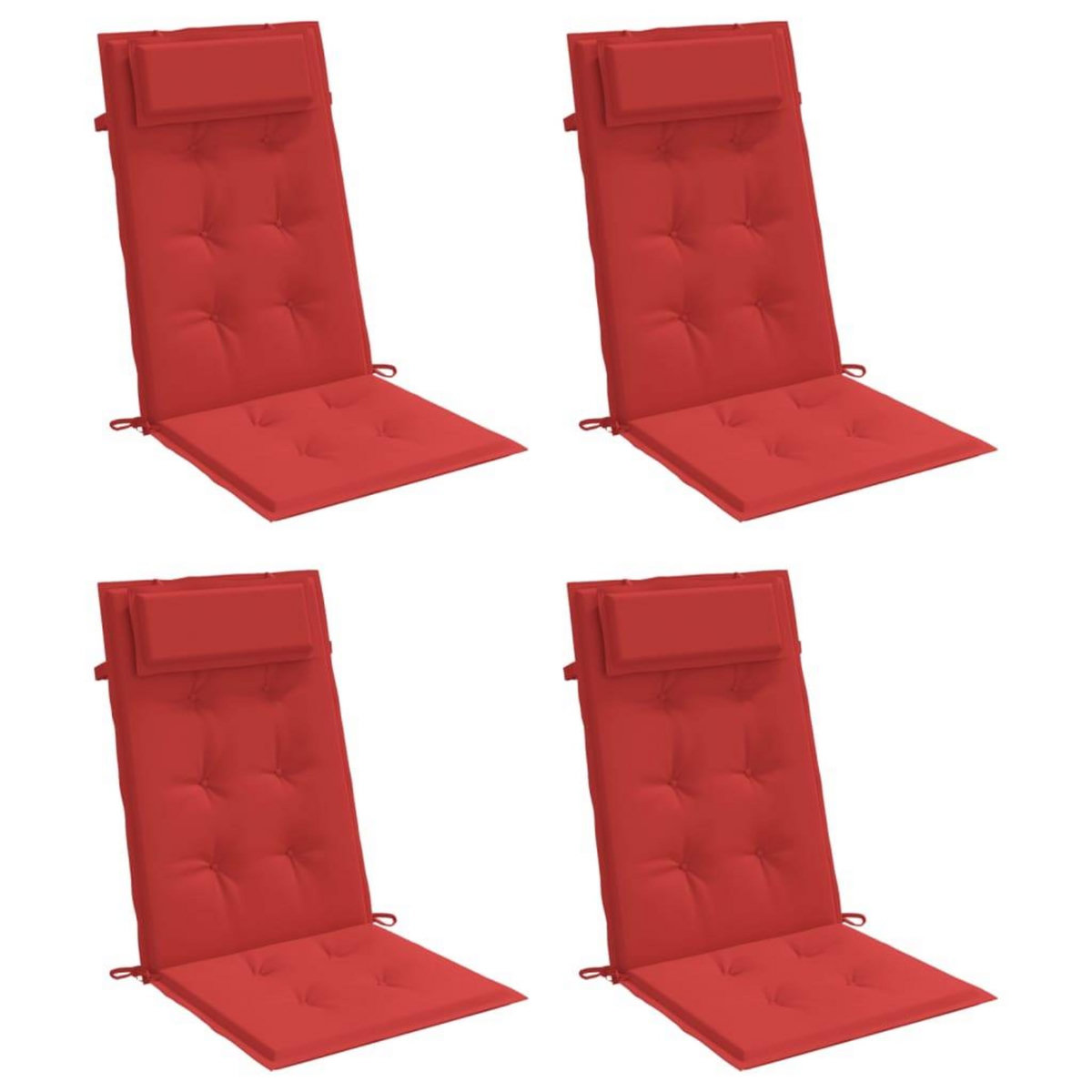 VIDAXL Coussins de chaise a dossier haut lot de 4 rouge tissu oxford