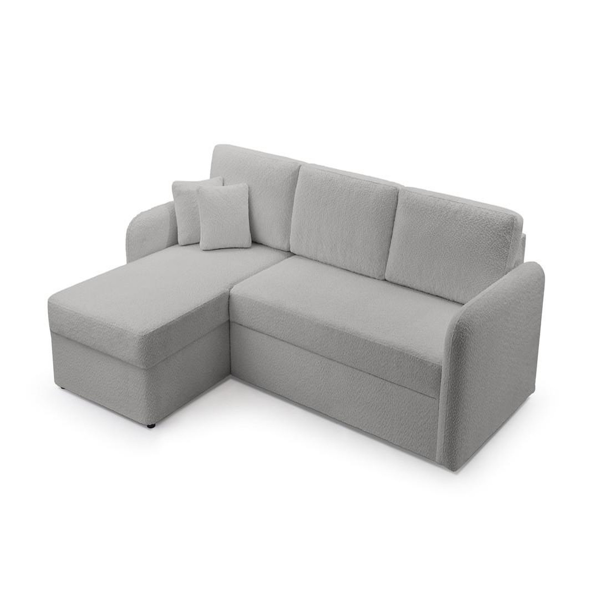 Voir la diapositive 2 : BEST MOBILIER Pocatello - canapé d'angle réversible 4 places - convertible avec coffre - en tissu bouclette