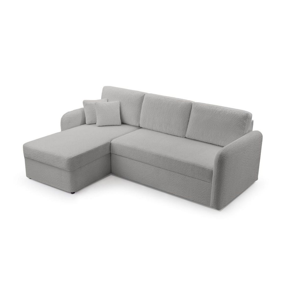 BEST MOBILIER Pocatello - canapé d'angle réversible 4 places - convertible avec coffre - en tissu bouclette