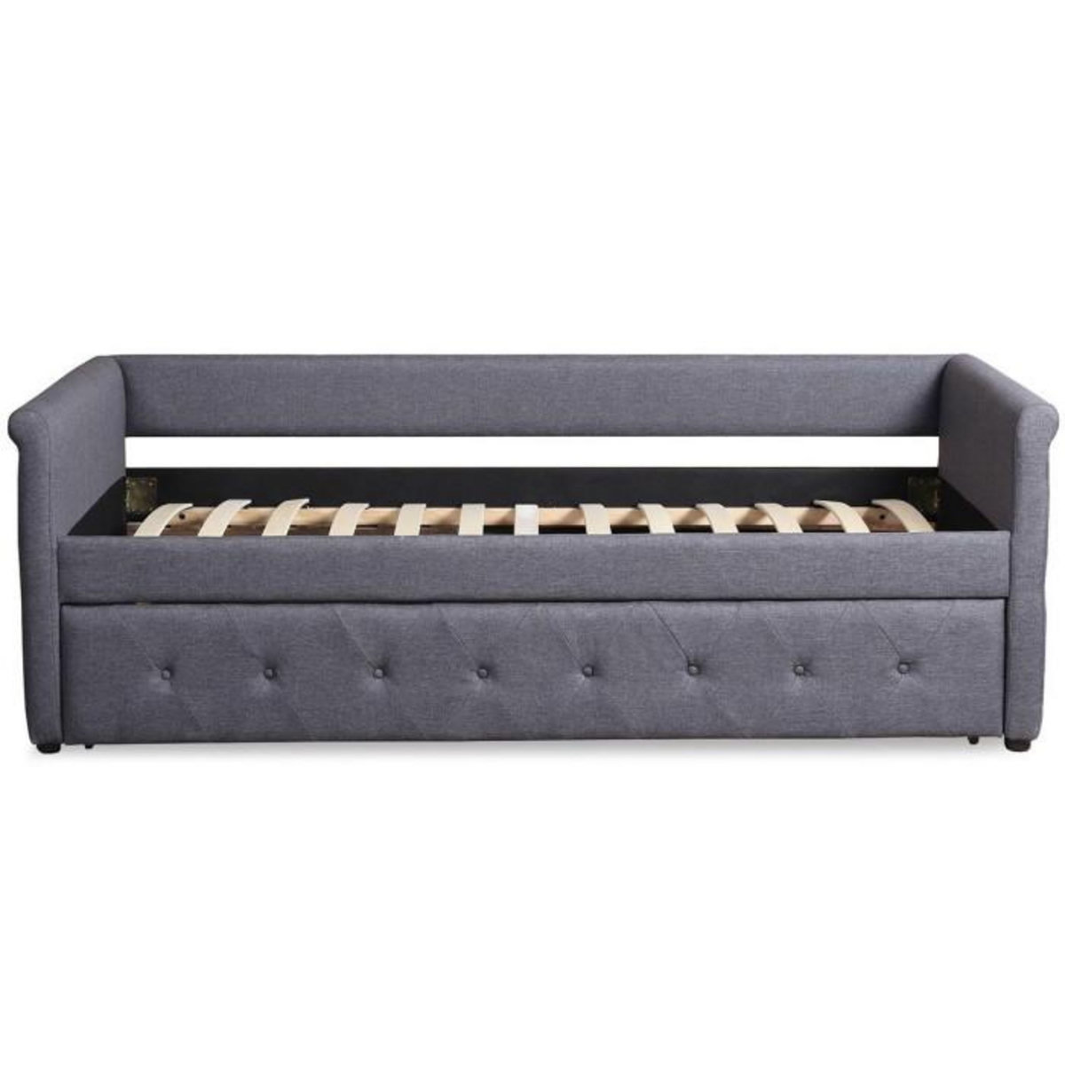 Paris Prix Lit Gigogne Capitonné  Antille  90x190cm Gris