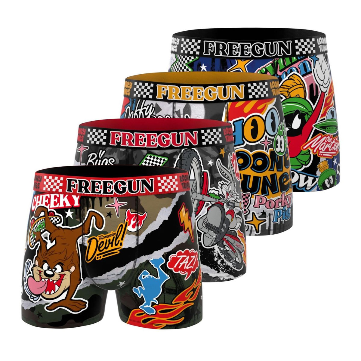 FREEGUN Lot de 4 boxers homme Looney Tunes