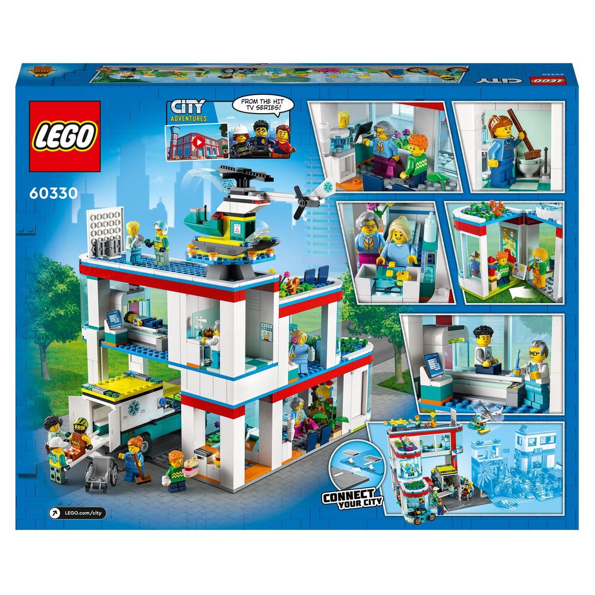 LEGO City 60330 L&rsquo;Hôpital, Set de Construction avec Jouet Ambulance pour Enfant dès 7 Ans