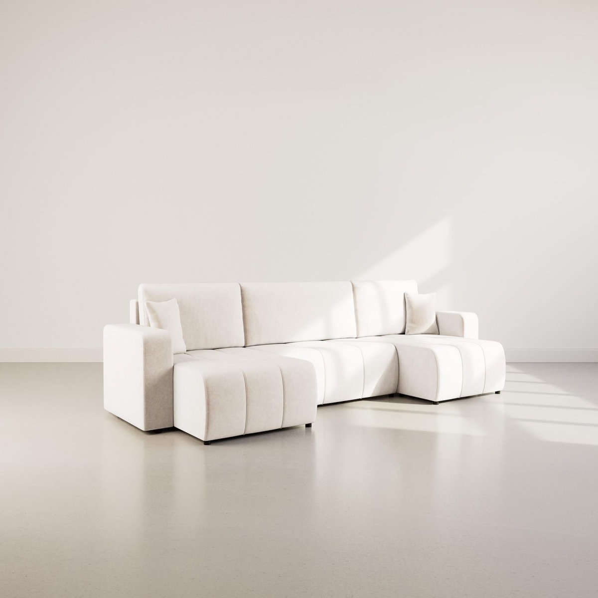 BEST MOBILIER Nicole - canapé panoramique en u 7 places convertible avec coffre en tissu