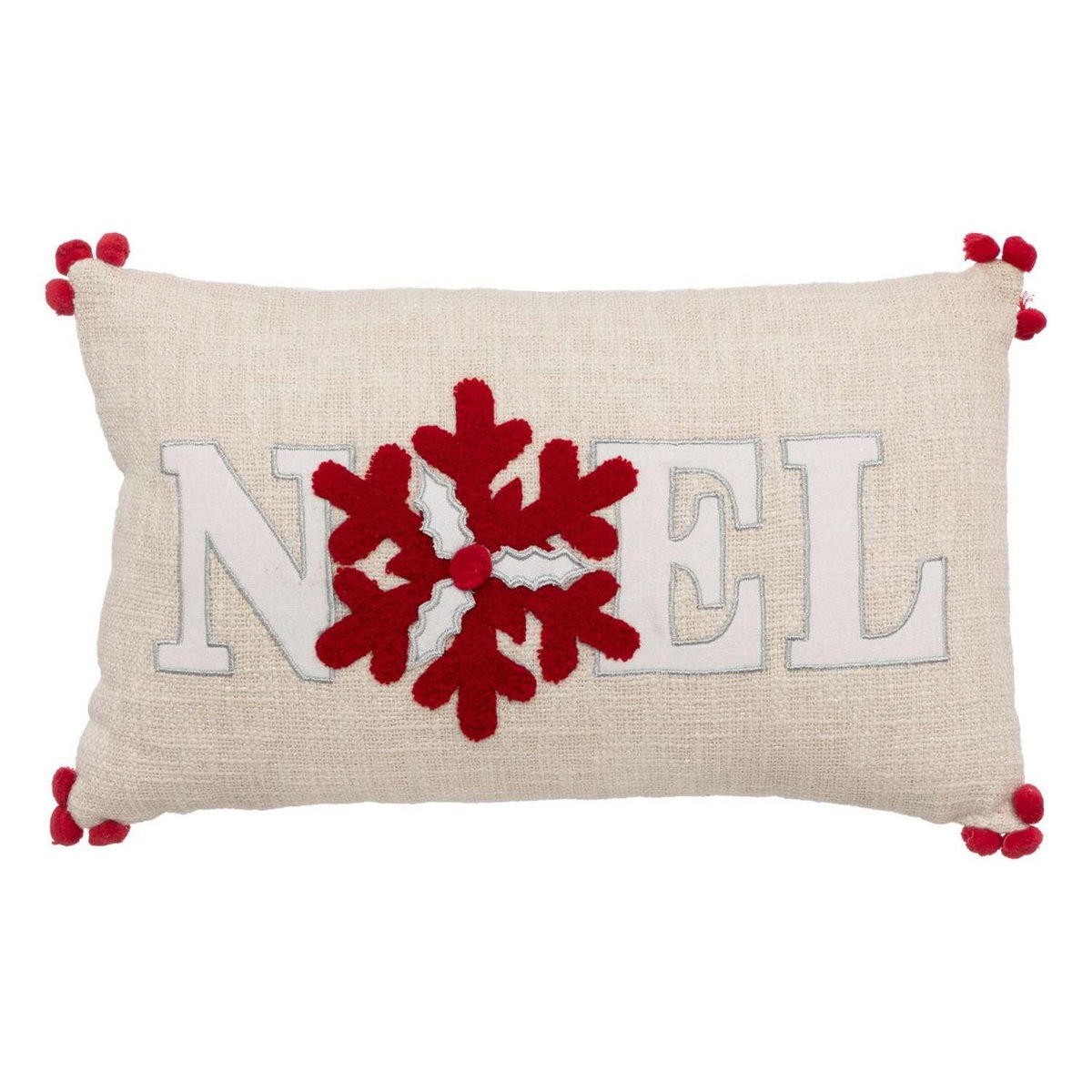 ATMOSPHERA Coussin de Noël flocon - 50 x 30 cm - Beige et rouge