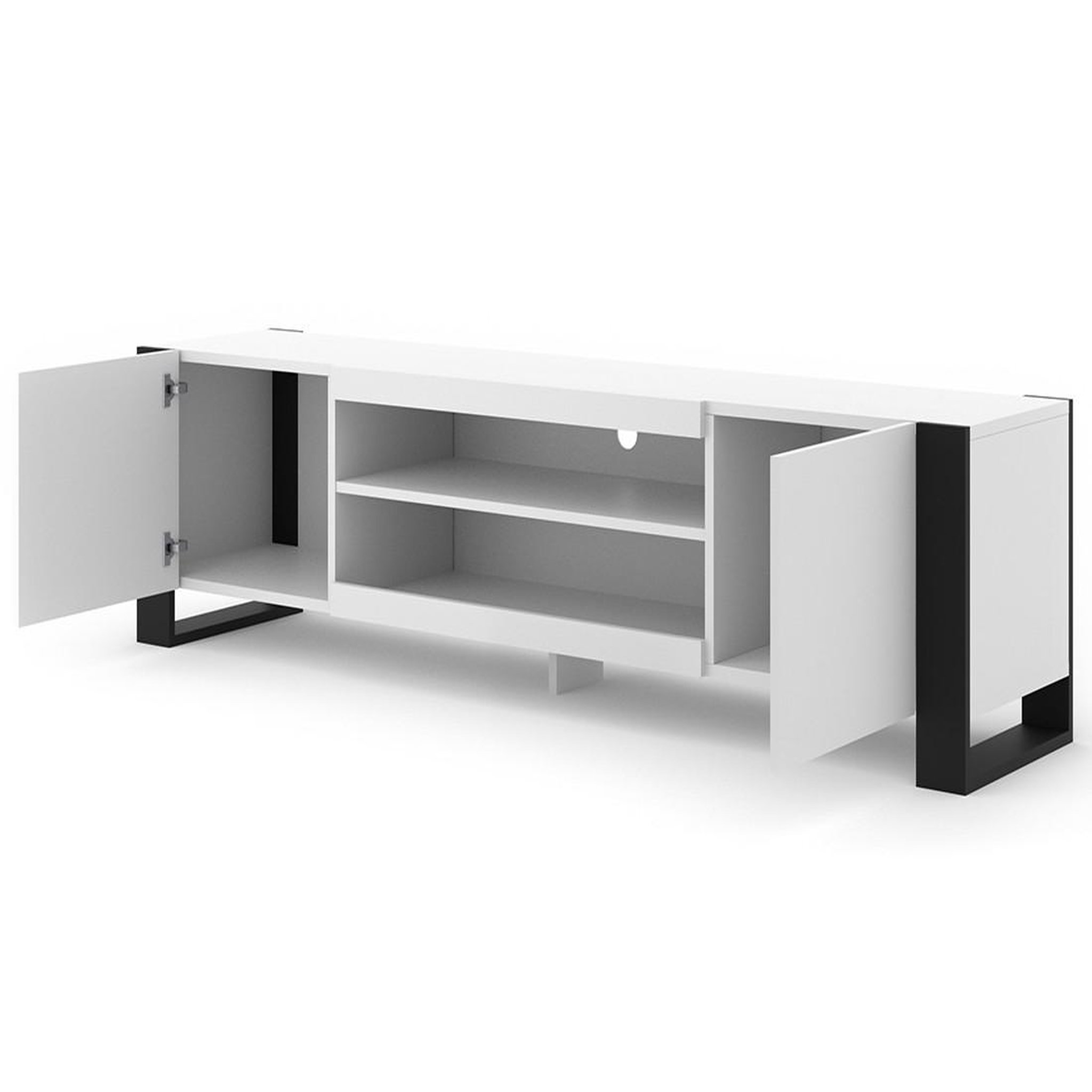 Voir la diapositive 2 : BEST MOBILIER Pedro - meuble tv - 2 portes et 2 niches - 188 cm