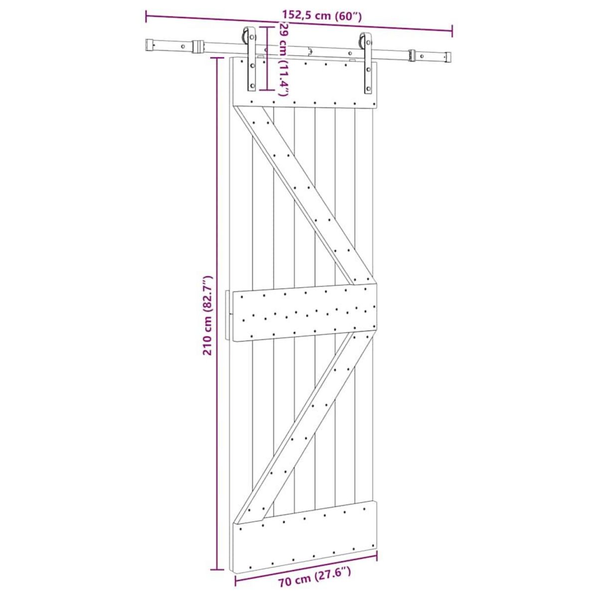 VIDAXL Porte coulissante et kit de quincaillerie 70x210 cm pin massif