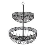 SECRET DE GOURMET Corbeille à Fruits 2 Étages Métal  Frise  42cm Noir