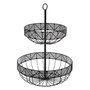 Voir la diapositive 1 : SECRET DE GOURMET Corbeille à Fruits 2 Étages Métal  Frise  42cm Noir