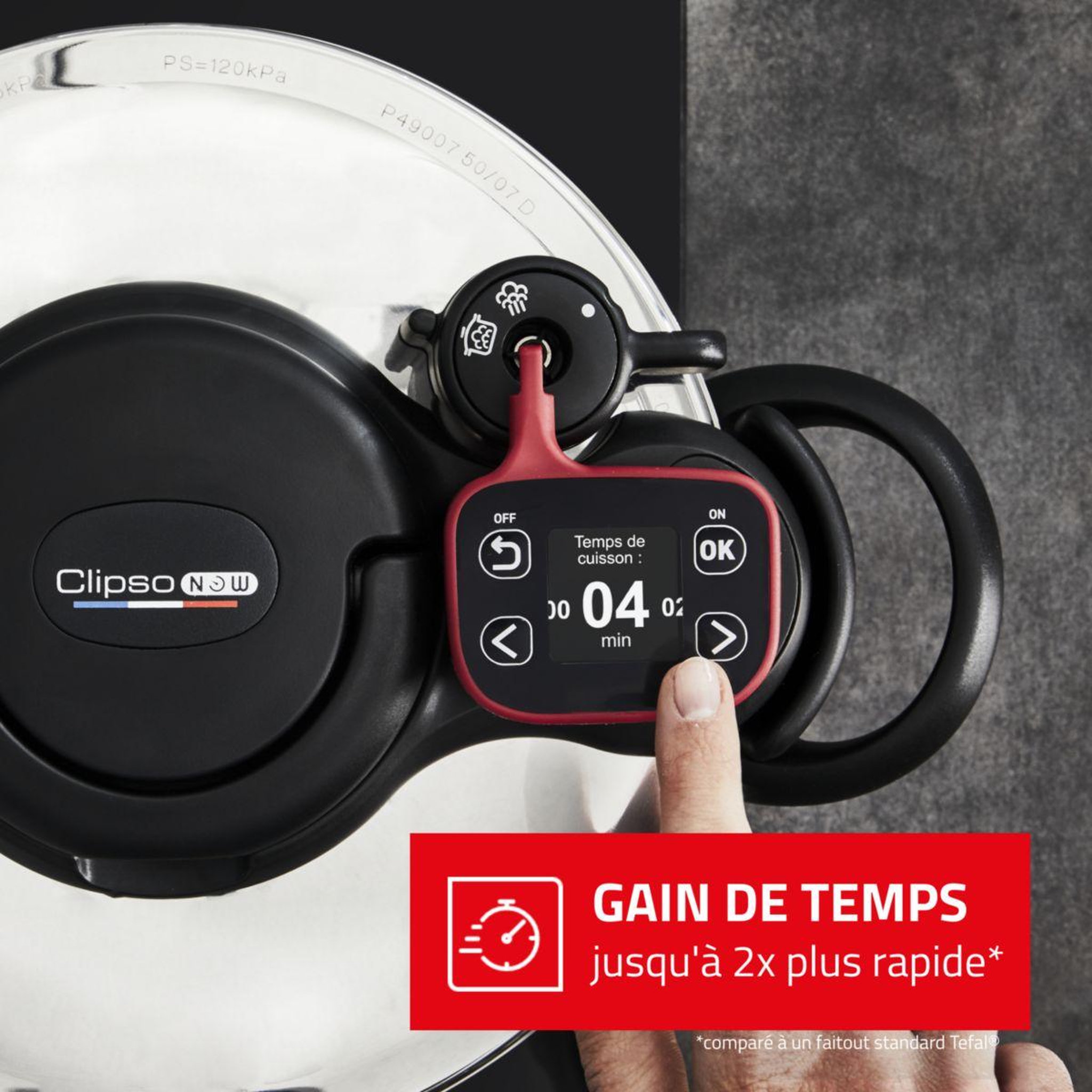 Voir la diapositive 4 : SEB Autocuiseur clipso minut now+ 7.5l p4904850