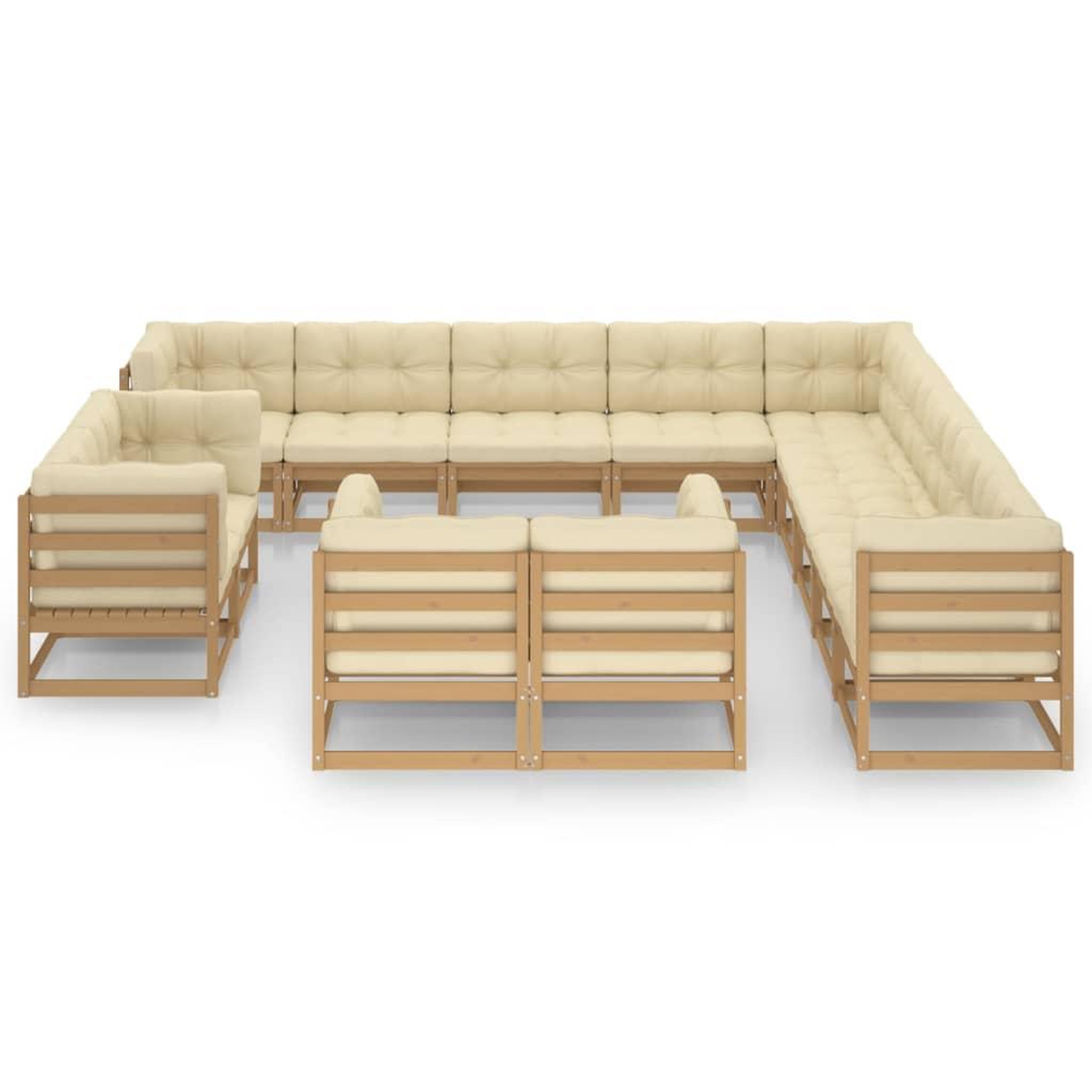 Voir la diapositive 3 : VIDAXL Salon de jardin 13 pcs avec coussins Marron miel Bois de pin
