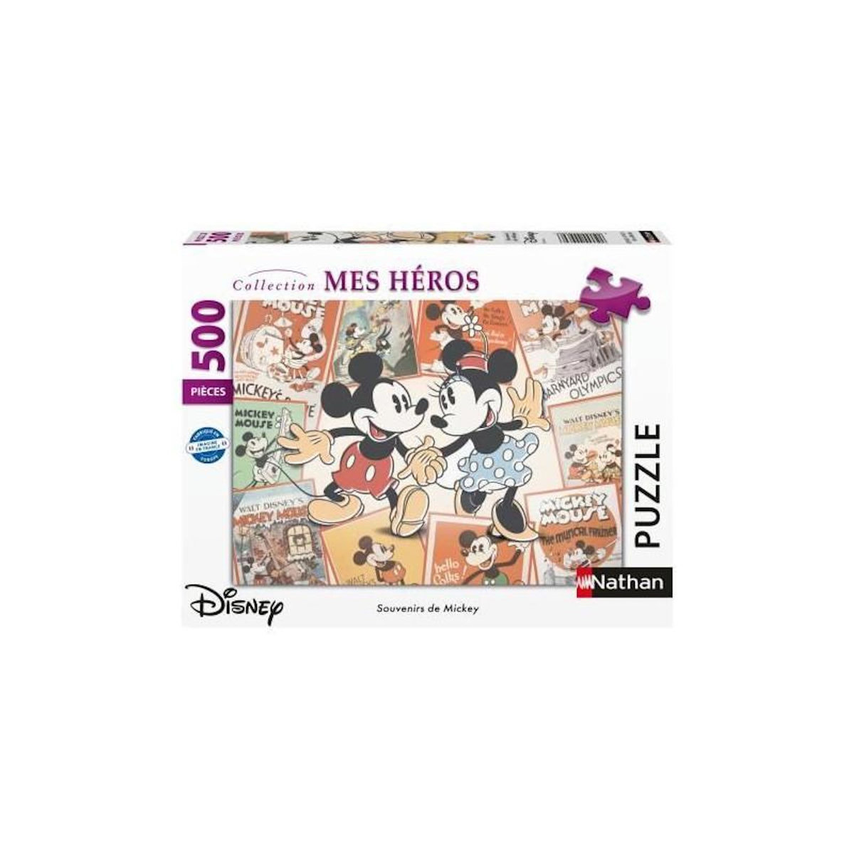Nathan Puzzle 500 pièces Mickey Disney – Puzzle adolescents et adultes – Scène souvenirs – Haute qualité – Nathan – 12000969