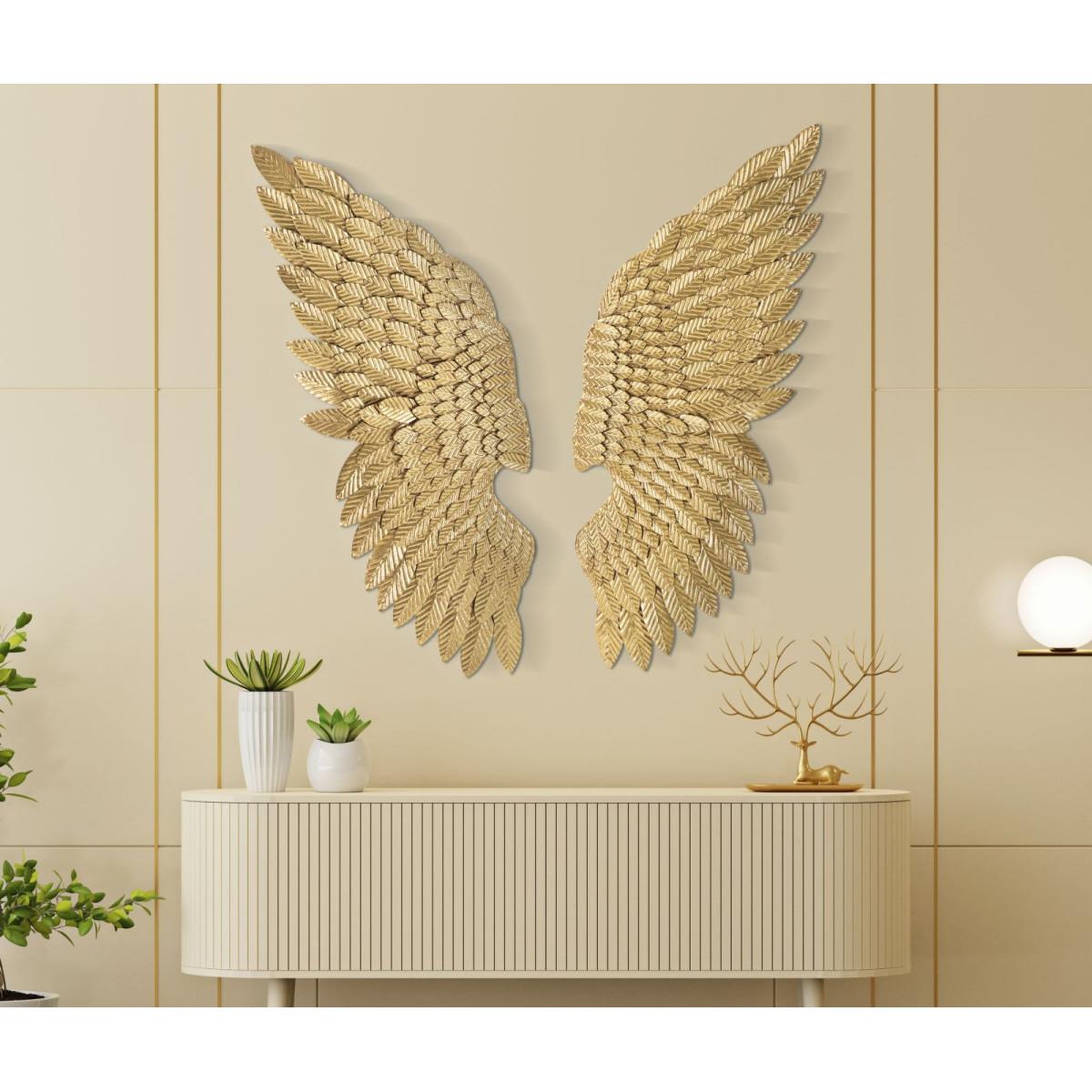 Voir la diapositive 5 : Paris Prix Lot de 2 Décorations Murales en Métal  Beauty  100cm Or